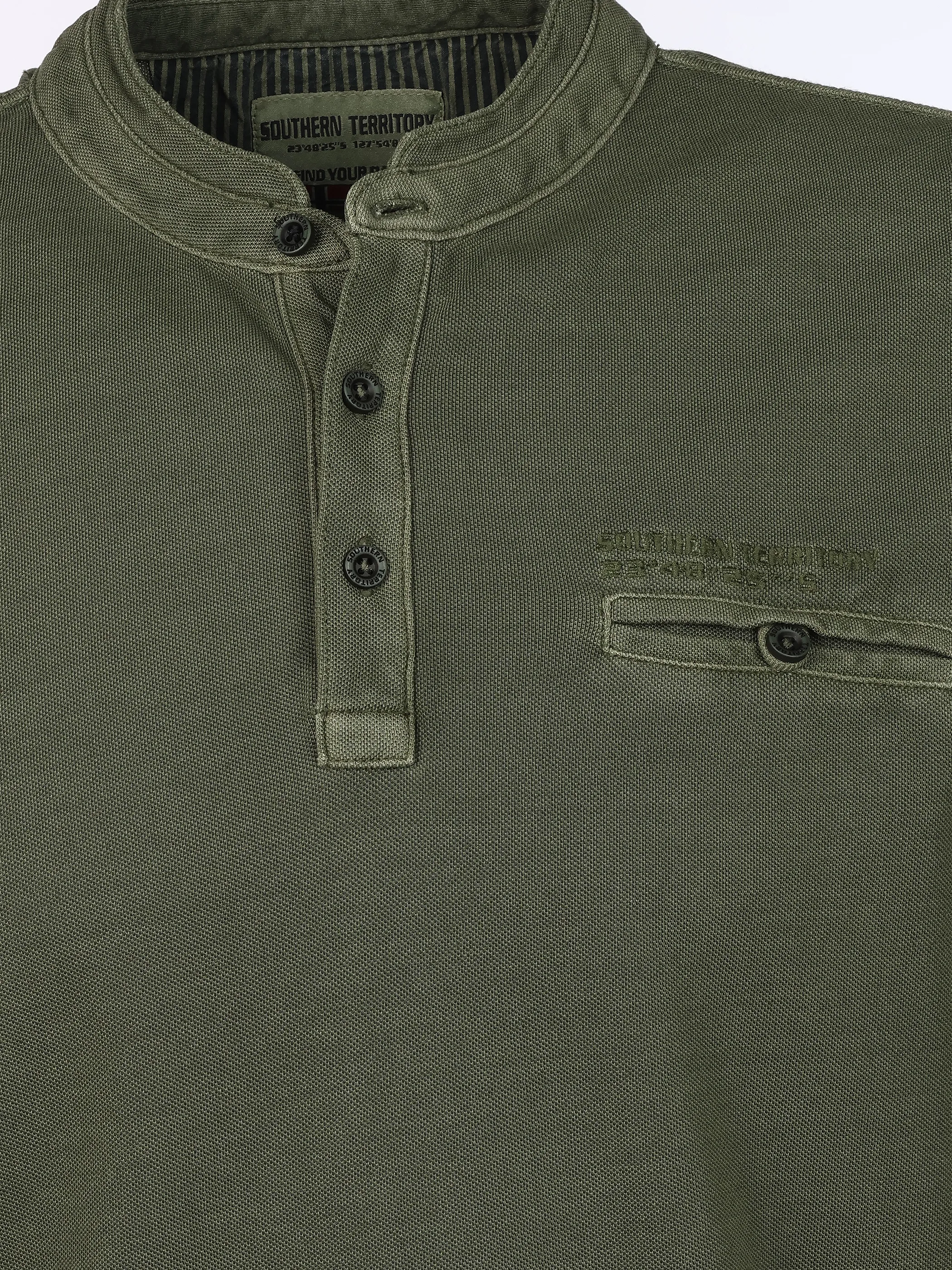 Southern Territory He. Henleyshirt 1/2 Arm washer Steh Grün 926171 OLIVE 3
