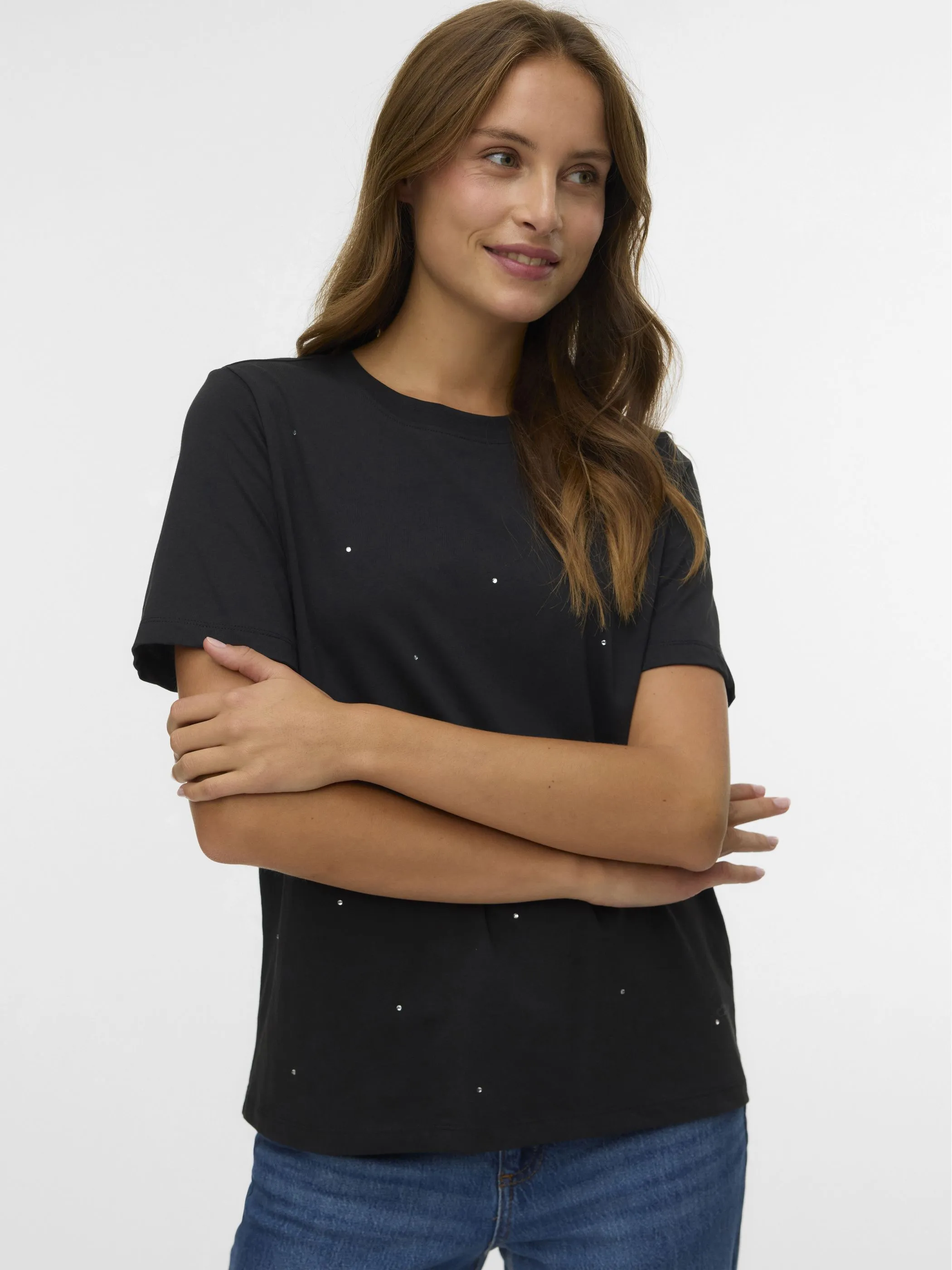 Vero Moda 10336970 VMPAULINA DETAIL SS T Schwarz 917566 177868003 4