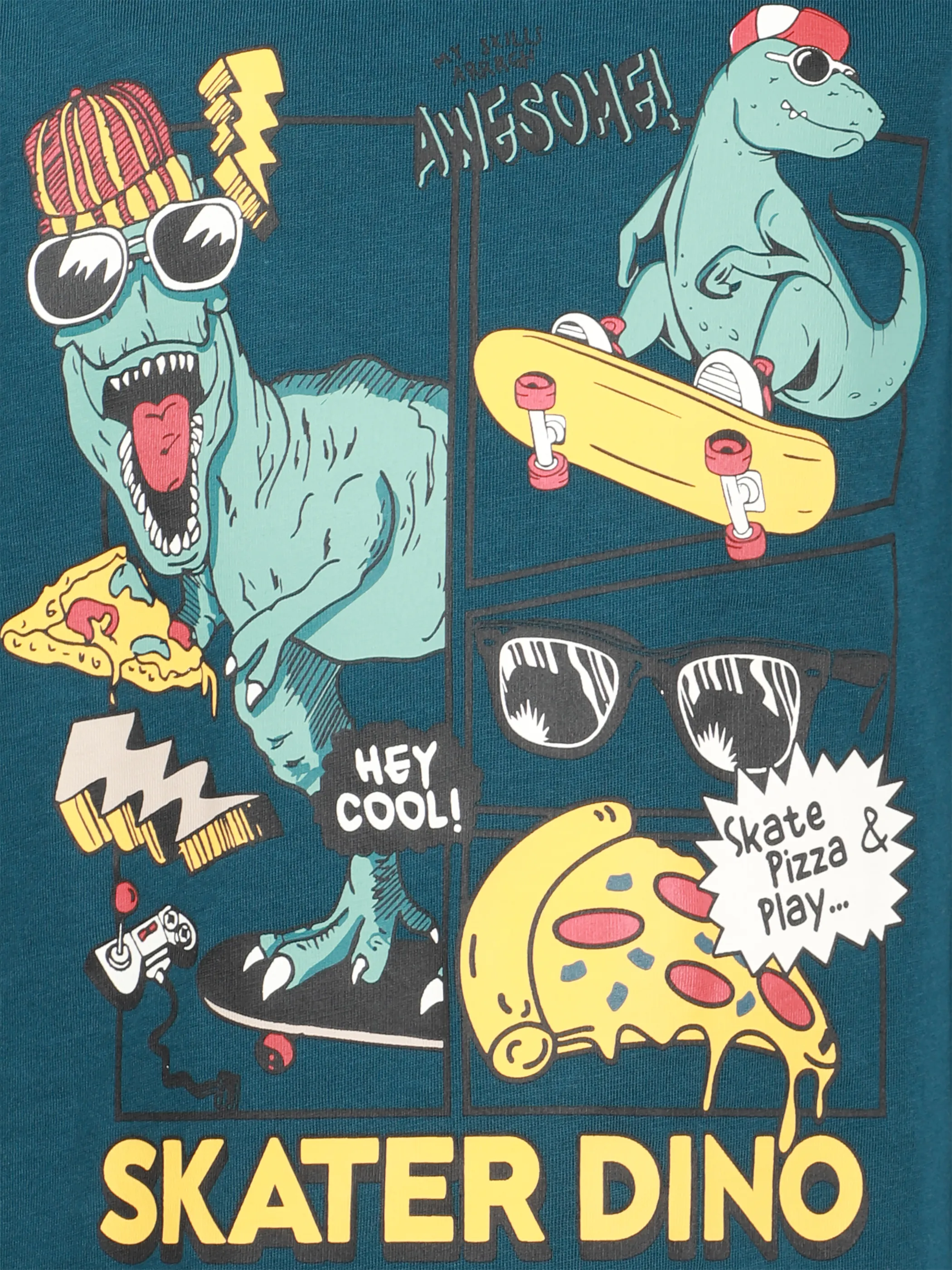 One Way KJ T-Shirt mit Dino Print in petrol Türkis 913376 PETROL 3