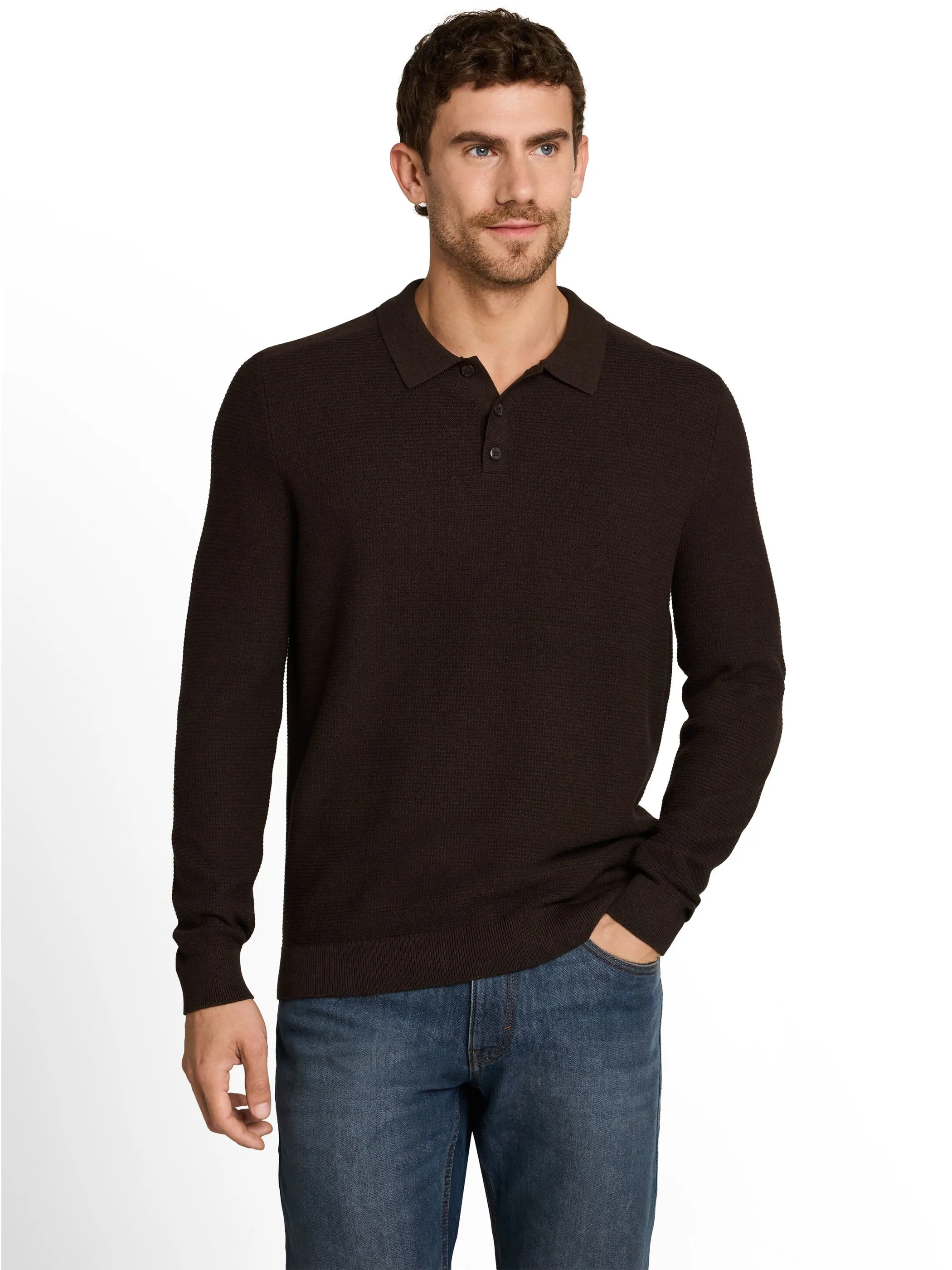 Tom Tailor 1052207 NOS structured knit polo Braun 934238 40781 1