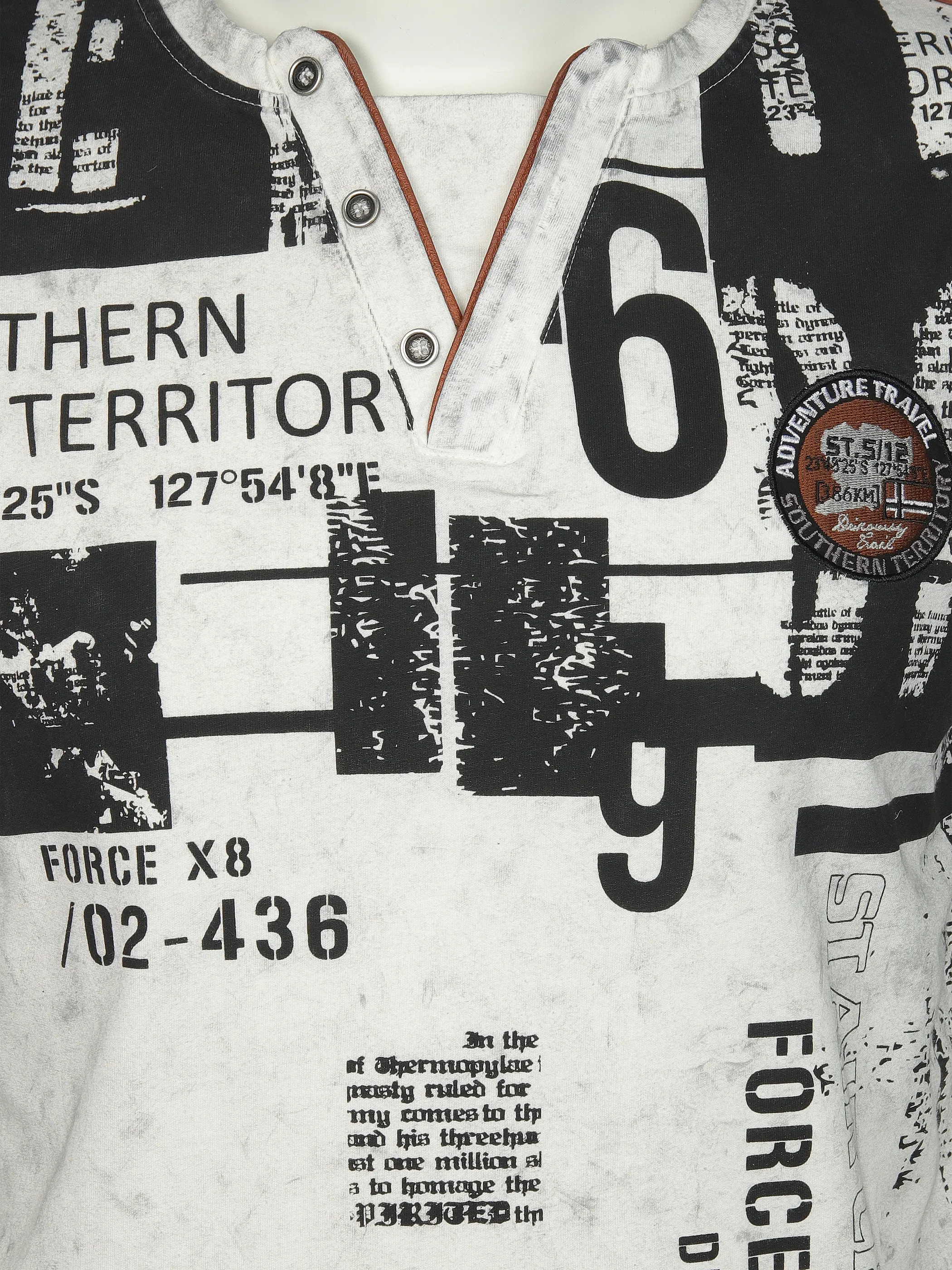 Southern Territory He. Henleyshirt 1/2 Arm alloverprint Weiß 910641 WEIß 3