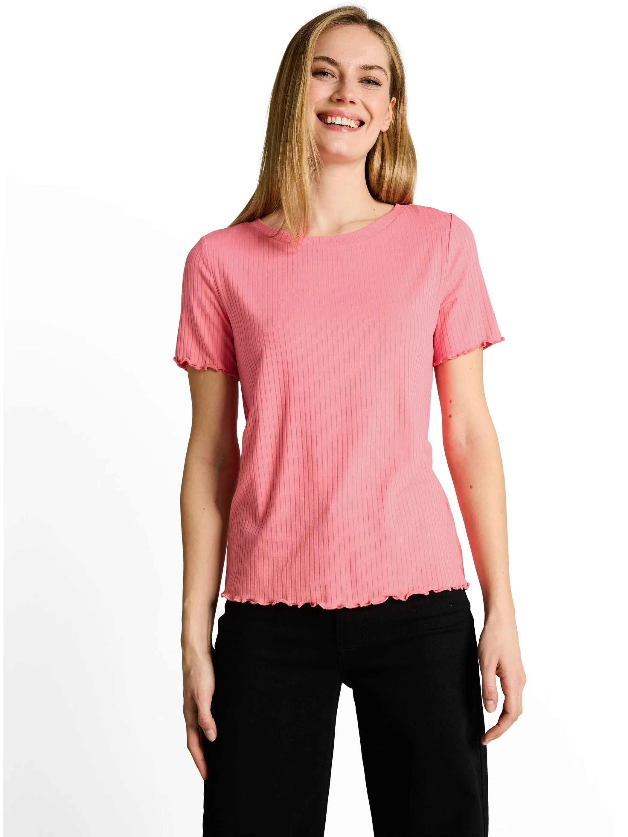 Tom Tailor 1051226 T-Shirt boxy rib Pink 926016 40506 1