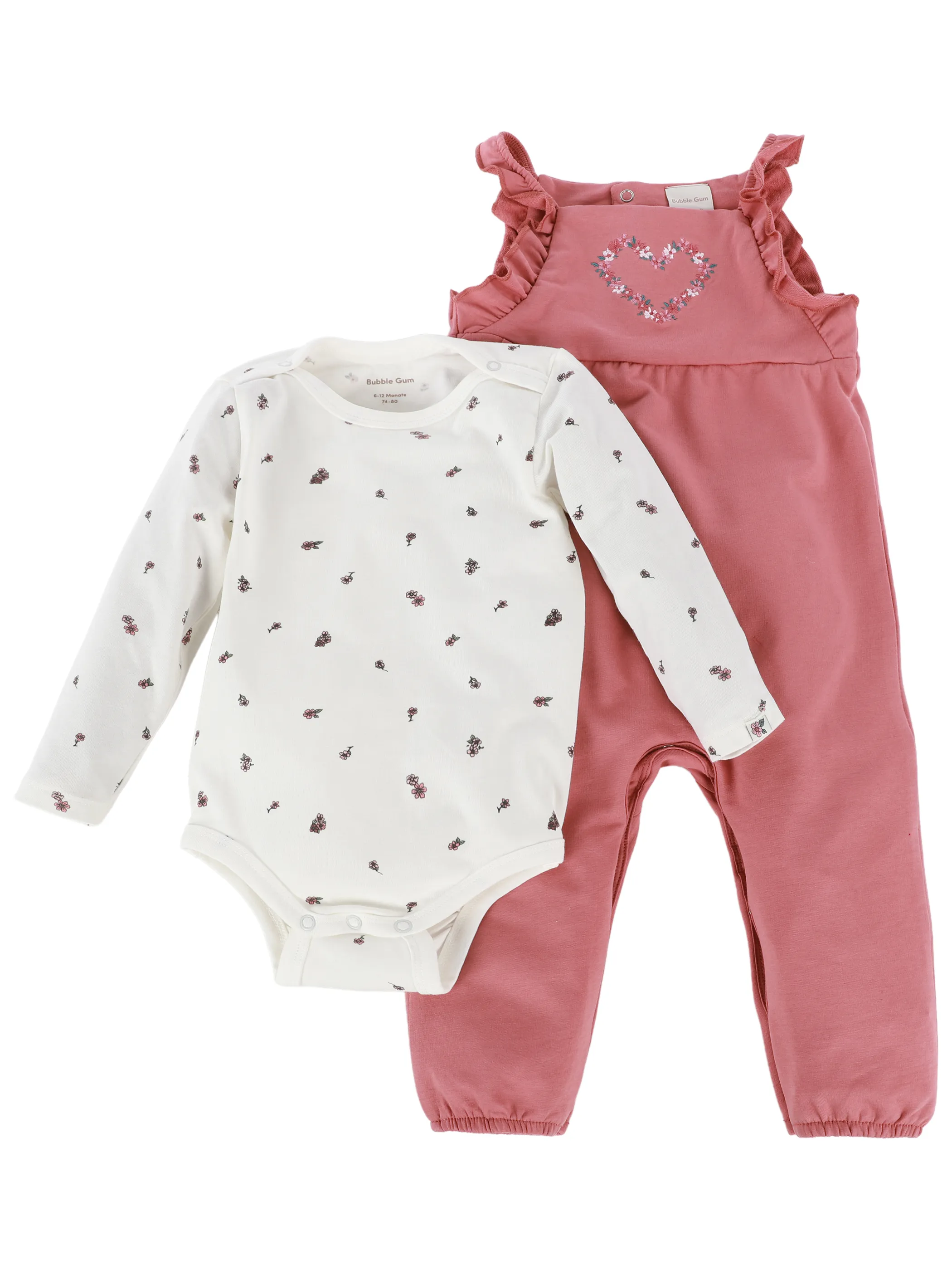 Bubble Gum BM Romper-Set Body mit AOP; Romper mit Herz Appli Rosa 921545 RA 4