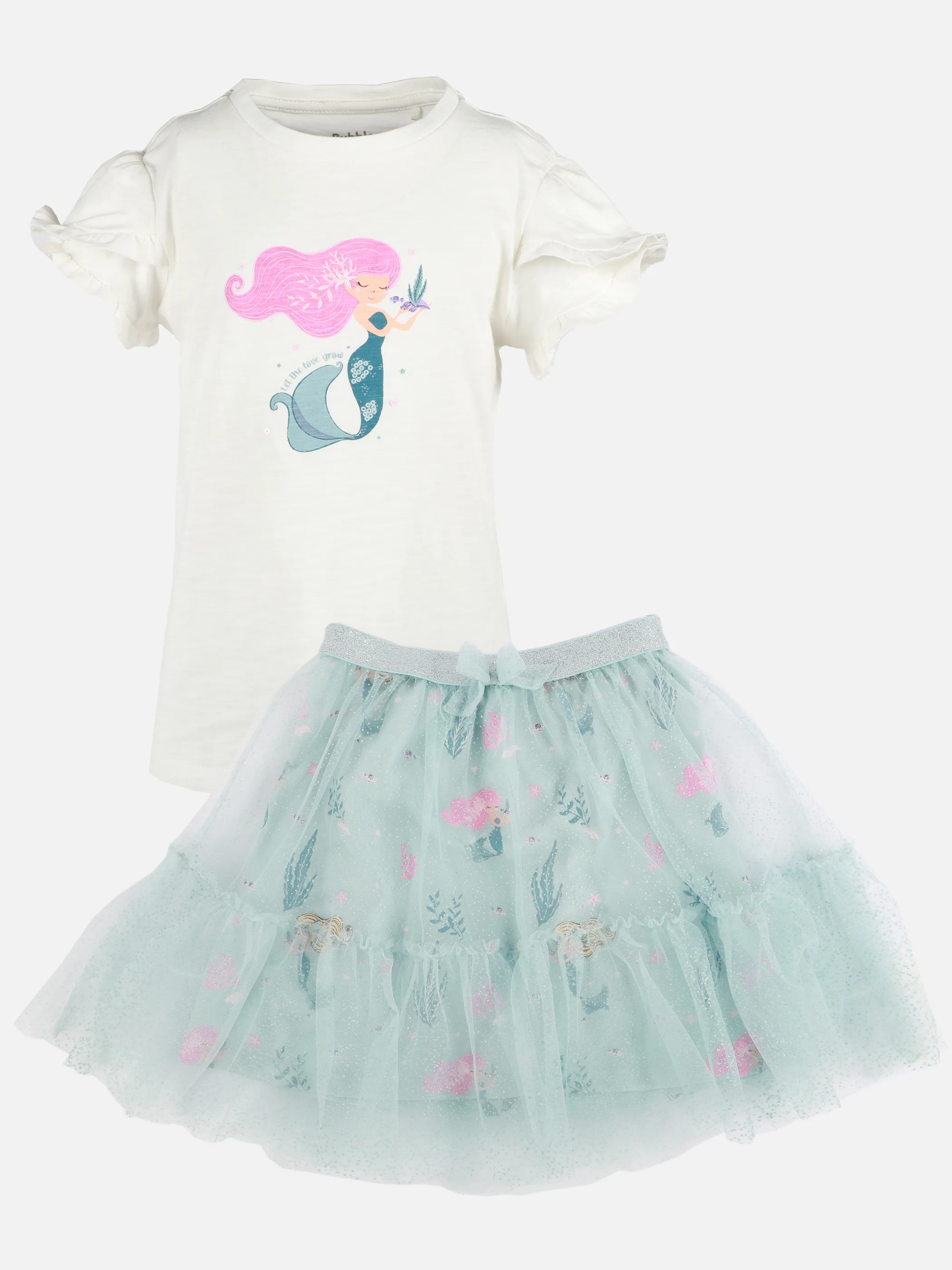 Bubble Gum KM set T-Shirt mit meerjungfrauen print + rock Weiß 908864 WEIßBLAU 2