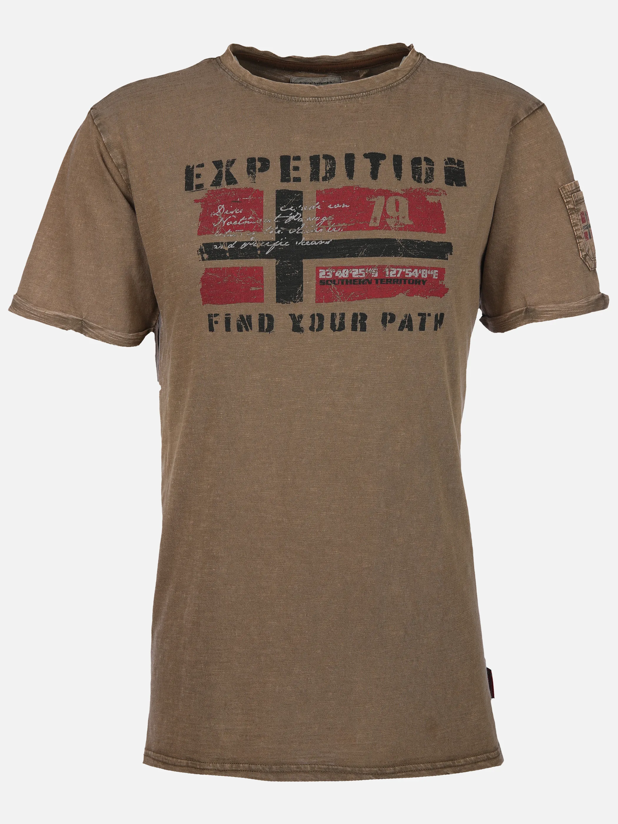 Southern Territory He. T-Shirt 1/2 Arm Logo oilwash Braun 905105 BROWN 1
