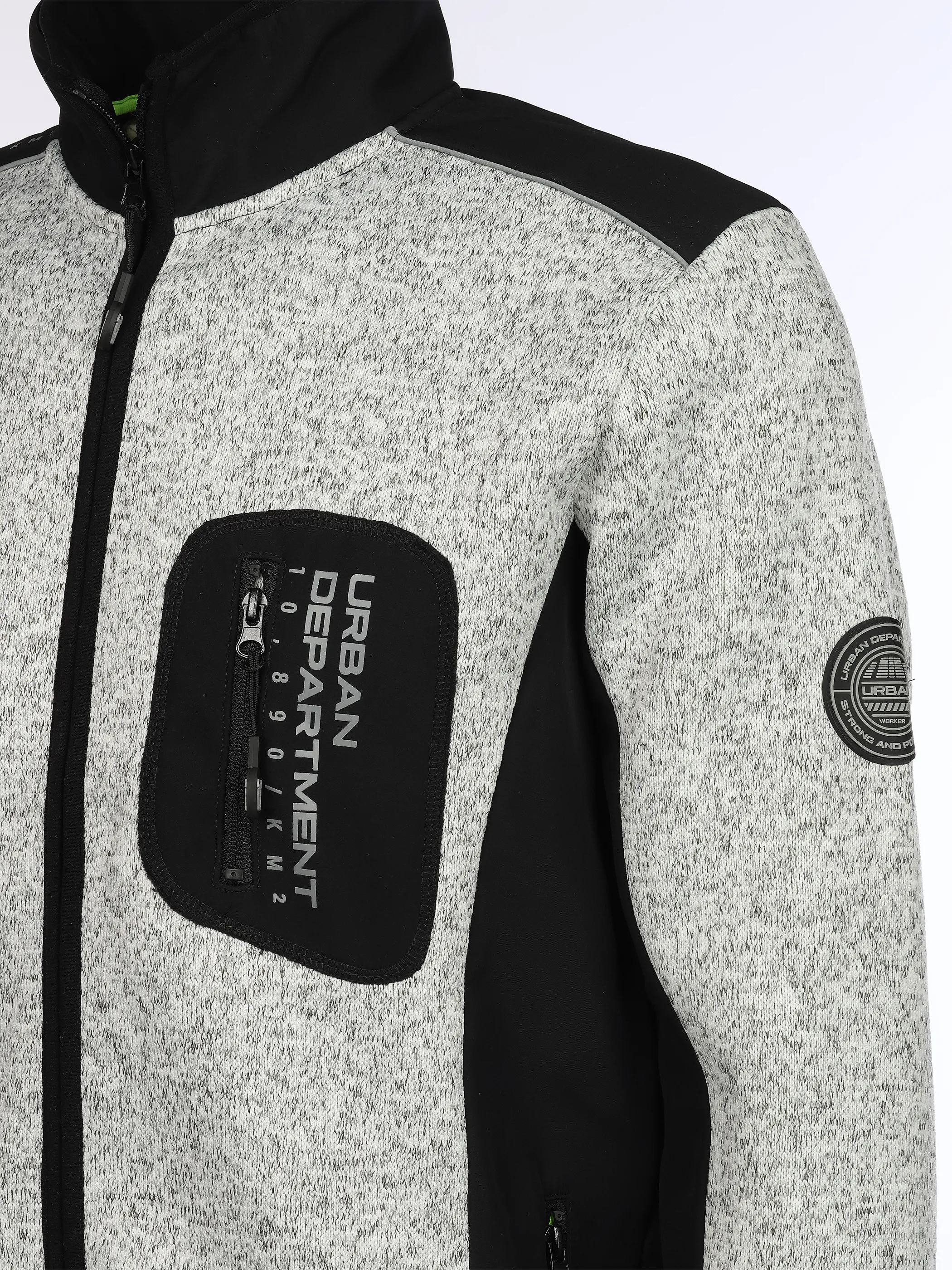Worker He. Strickfleecejacke neon Grau 929263 GREY ME 4
