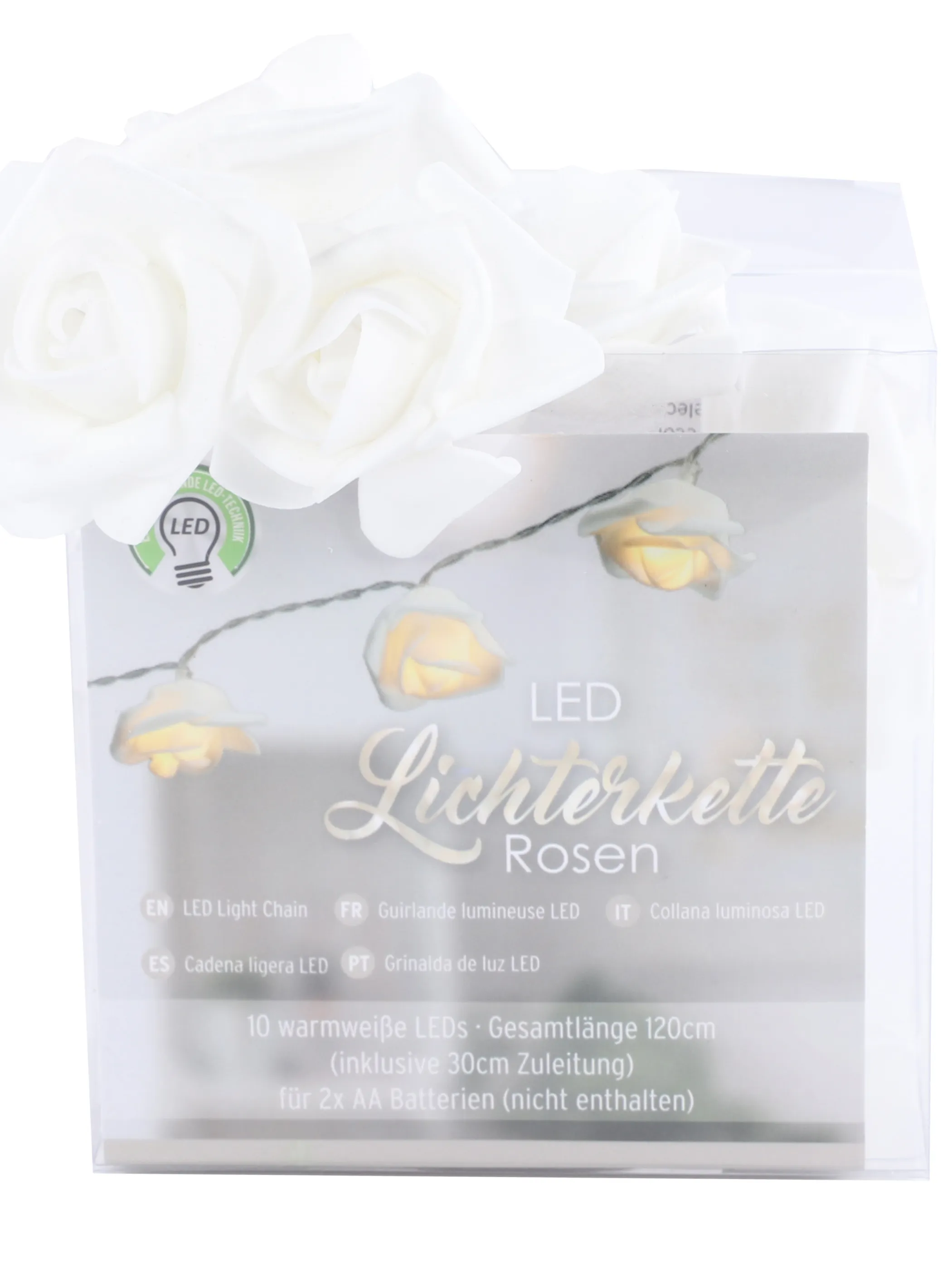 Deko Artikel LED Lichterkette Rose ca 120cm Weiß 873592 WEIß 2