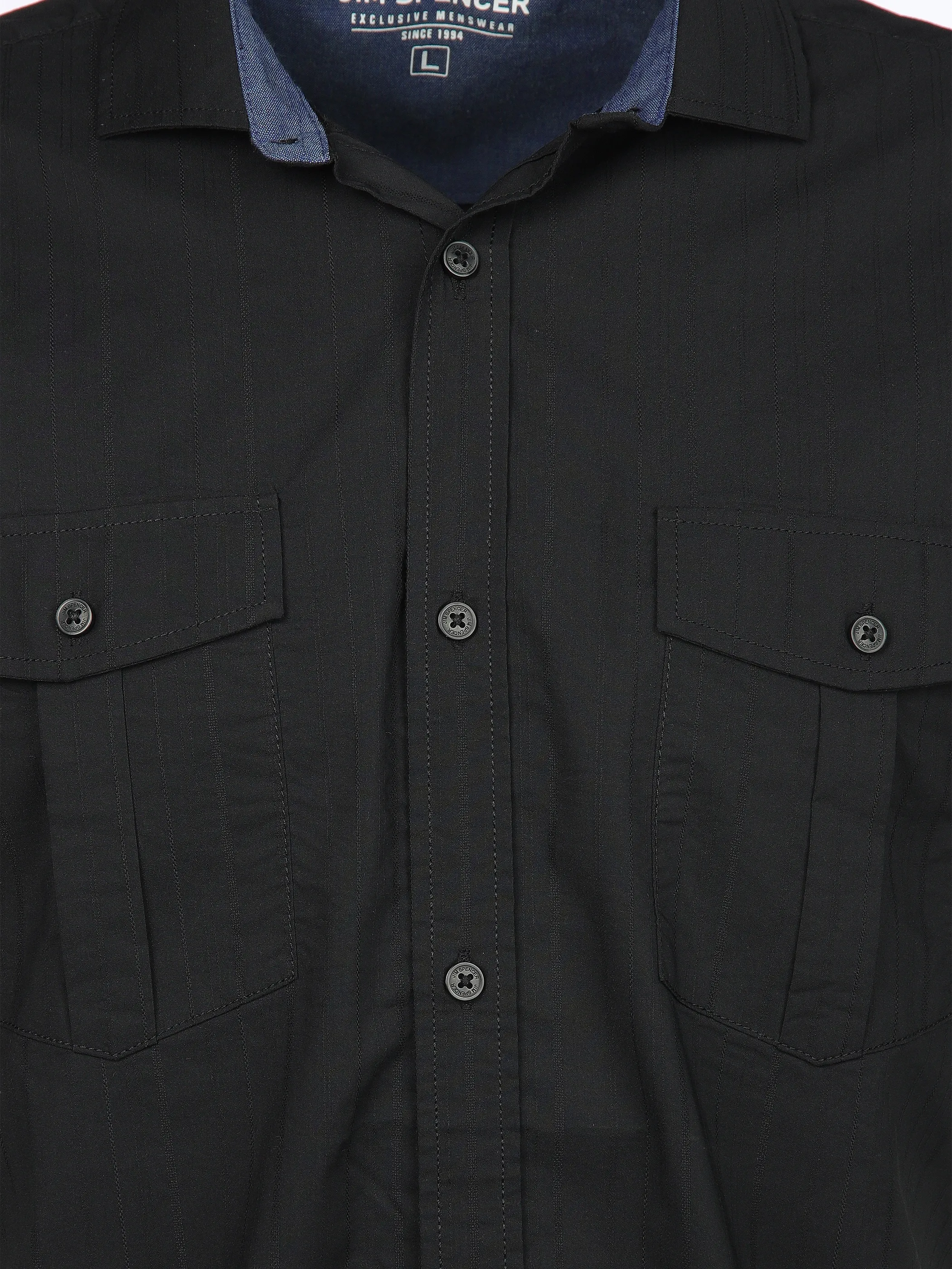 Jim Spencer He. Freizeithemd 1/2 Arm Jacquard Schwarz 908752 BLACK 3