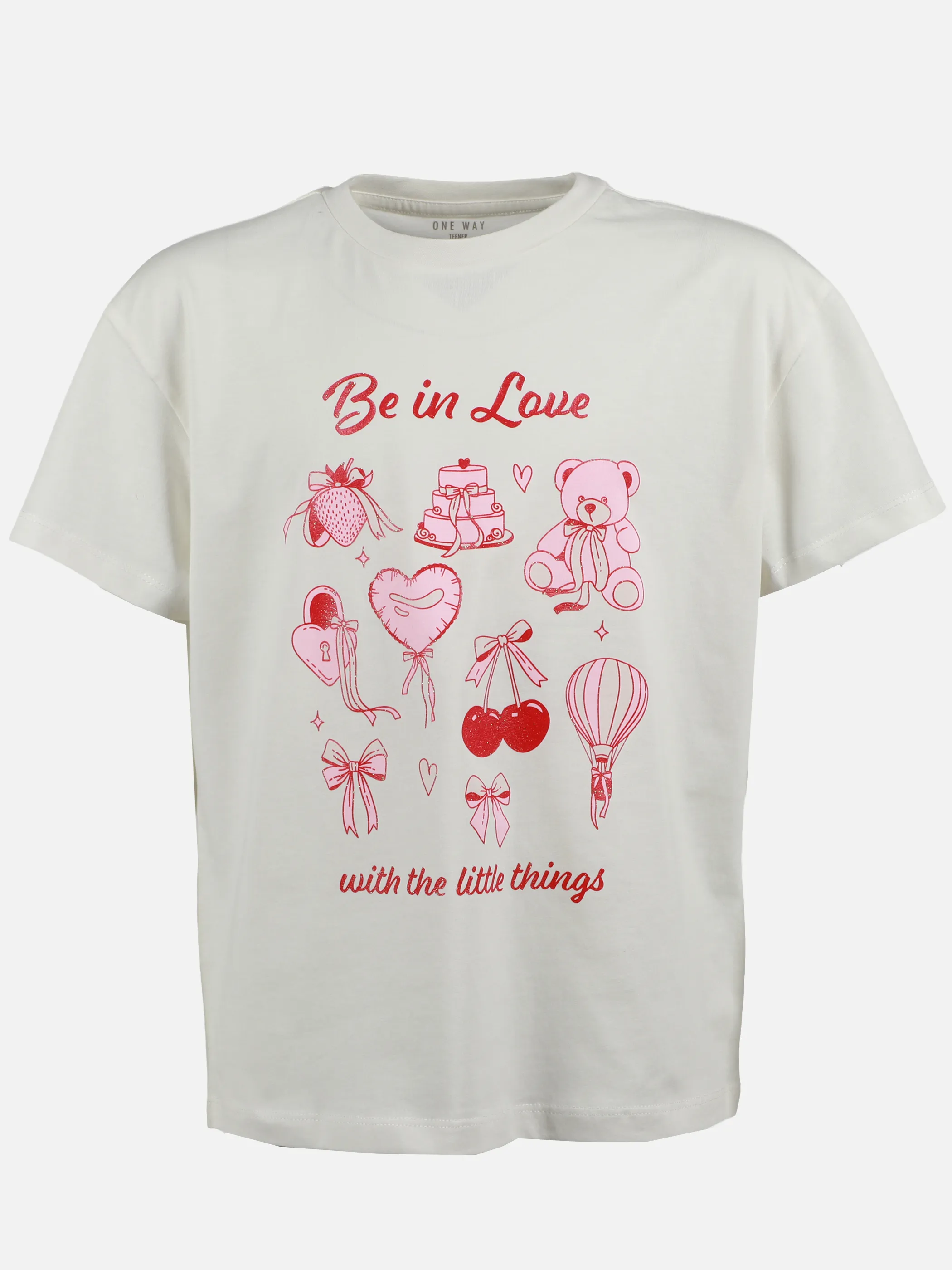 One Way TG T-Shirt mit girly Print in weiß Weiß 921659 WE 1