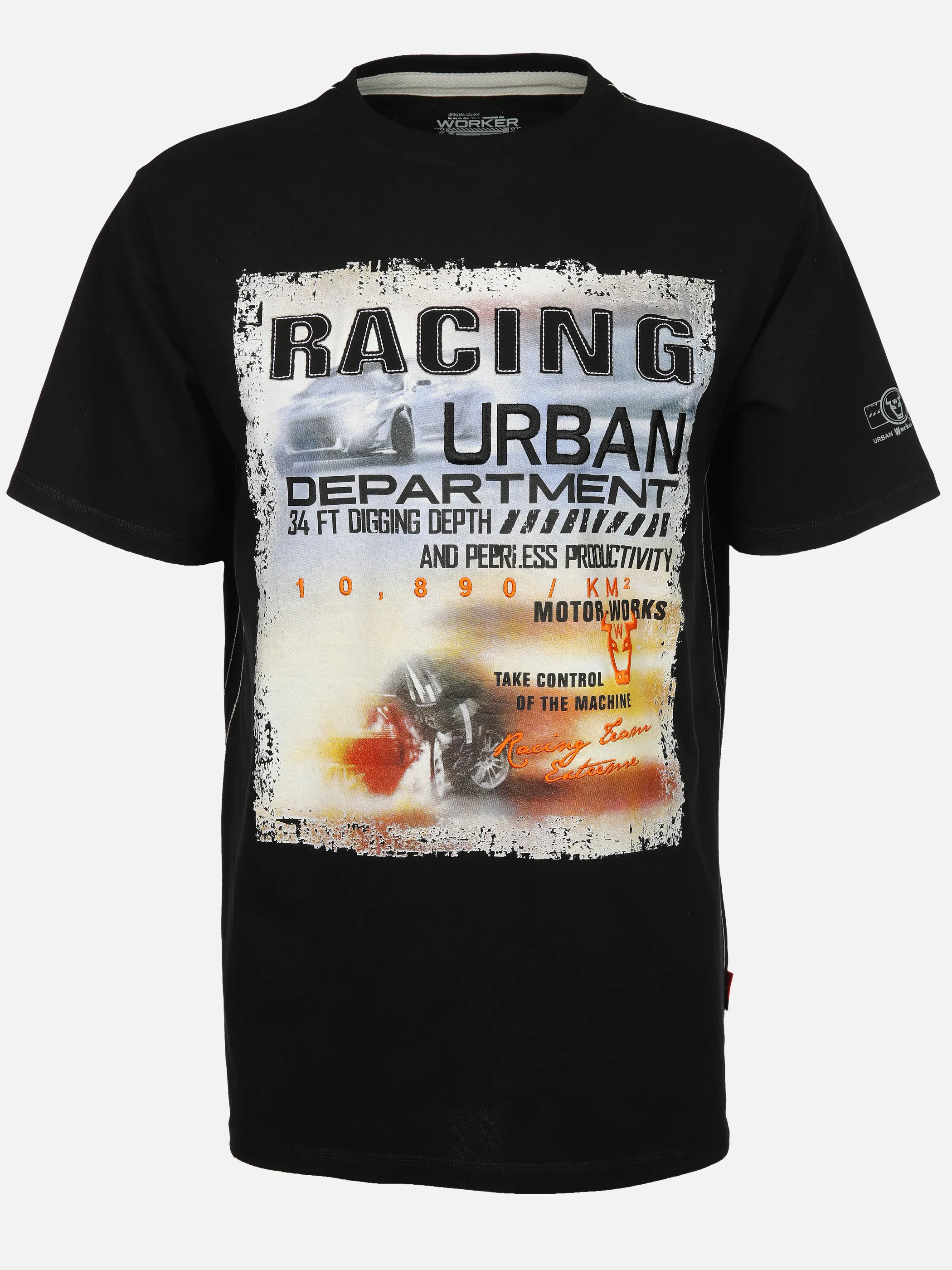 Worker He. T-Shirt 1/2 Arm Racing Schwarz 908153 BLACK 1