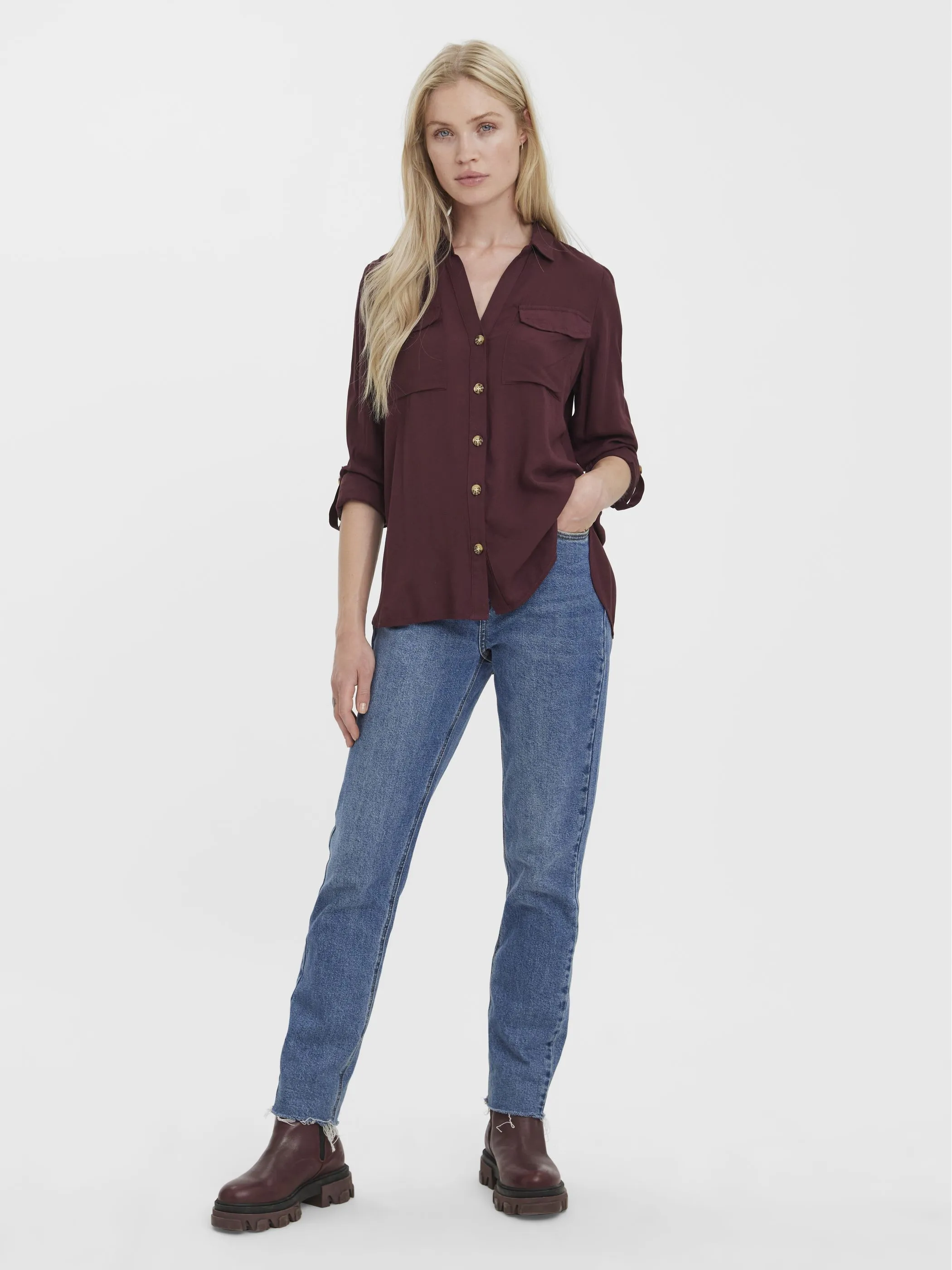 Vero Moda 10275283 VMBUMPY L/S SHIRT NEW Rot 866195 186320 4