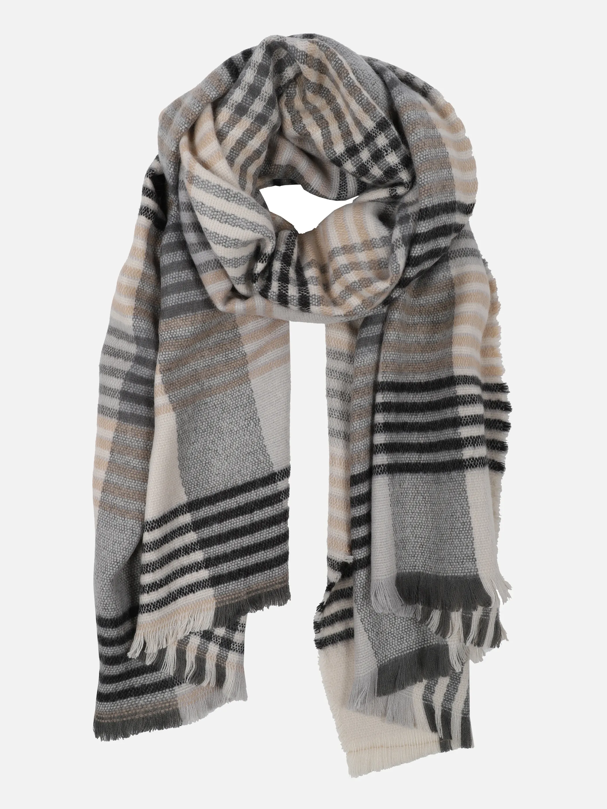 Lisa Tossa Da-Karo-Schal mit Fransen Grau 858612 GRAU/BEIGE 1