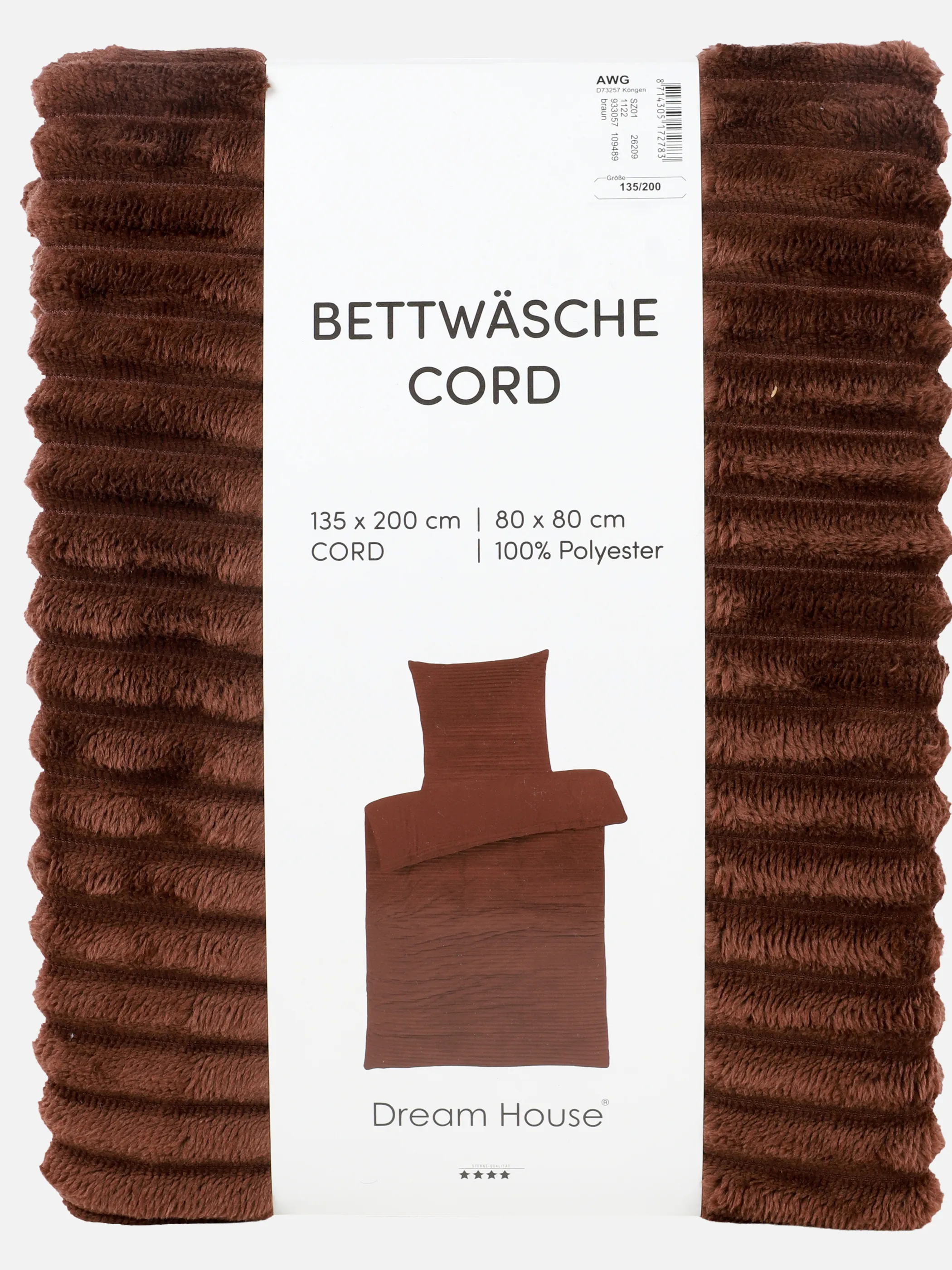 Dream House Bettwäsche gerippt Fleece Braun 933057 BRAUN 2