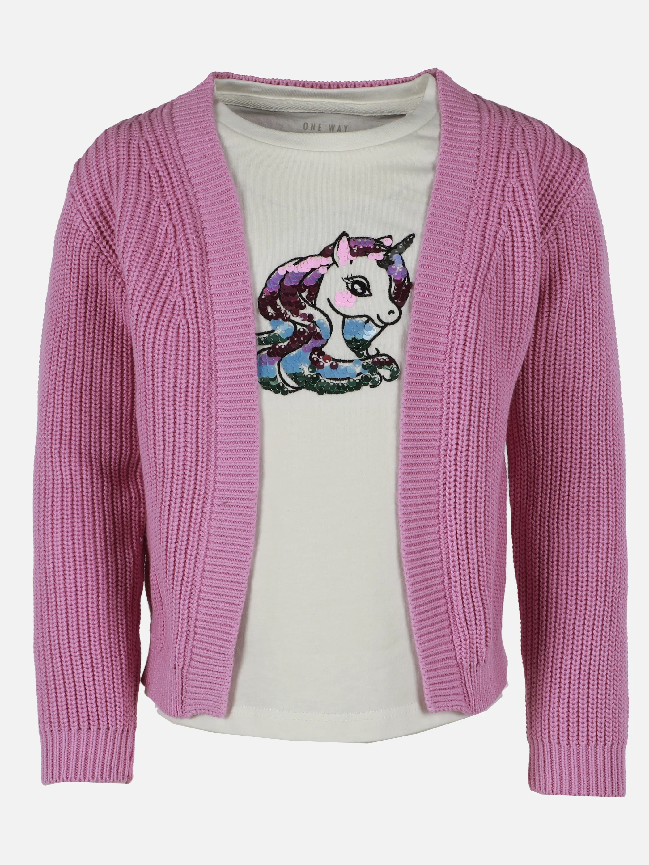 One Way MG Set T-shirt Einhorn Motiv u.  Cadigan in rosa Rosa 921604 RO 1
