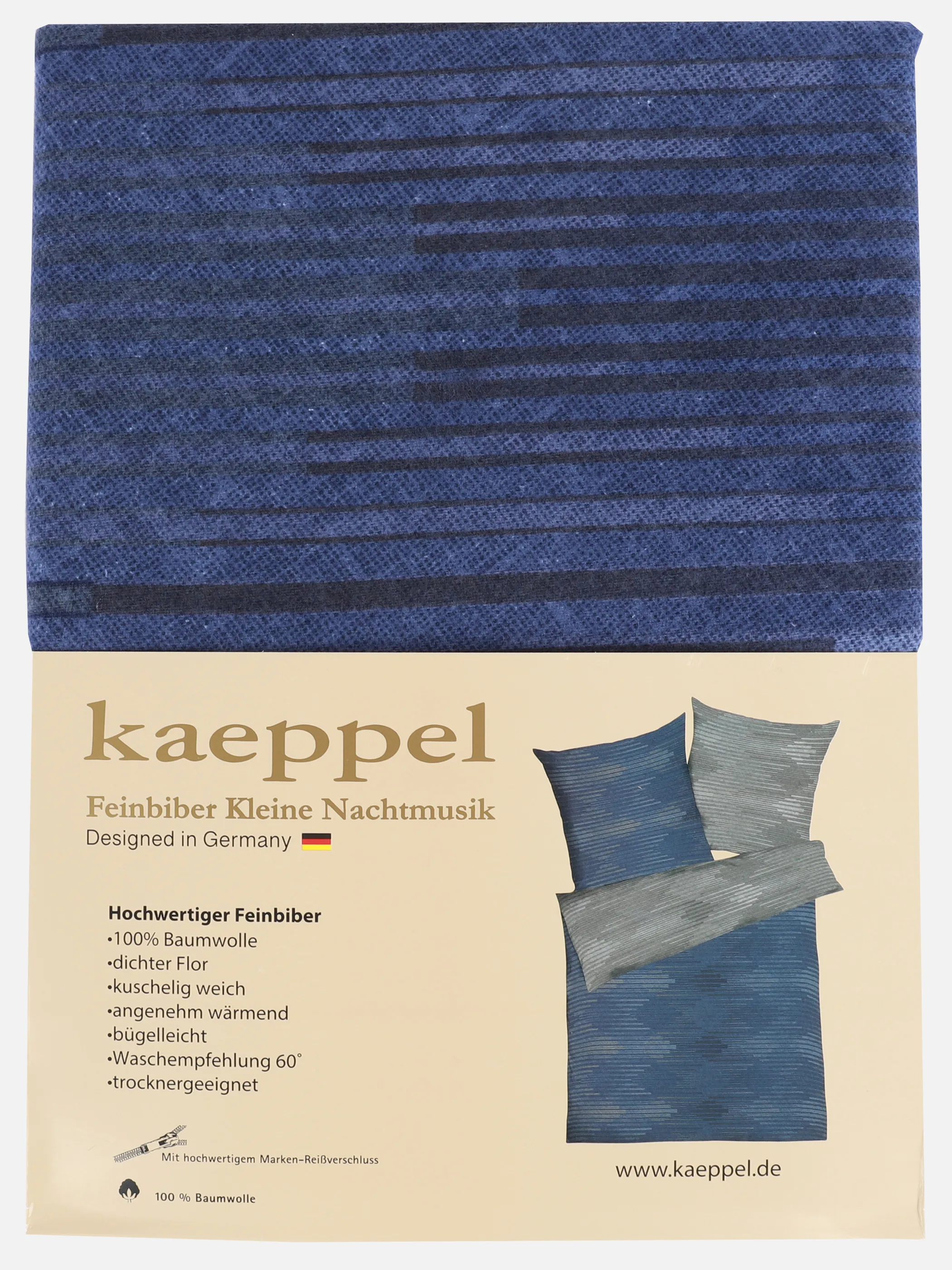 Kaeppel I Biberbettwäsche Ikat 155x220 Blau 918613 INDIGO 2