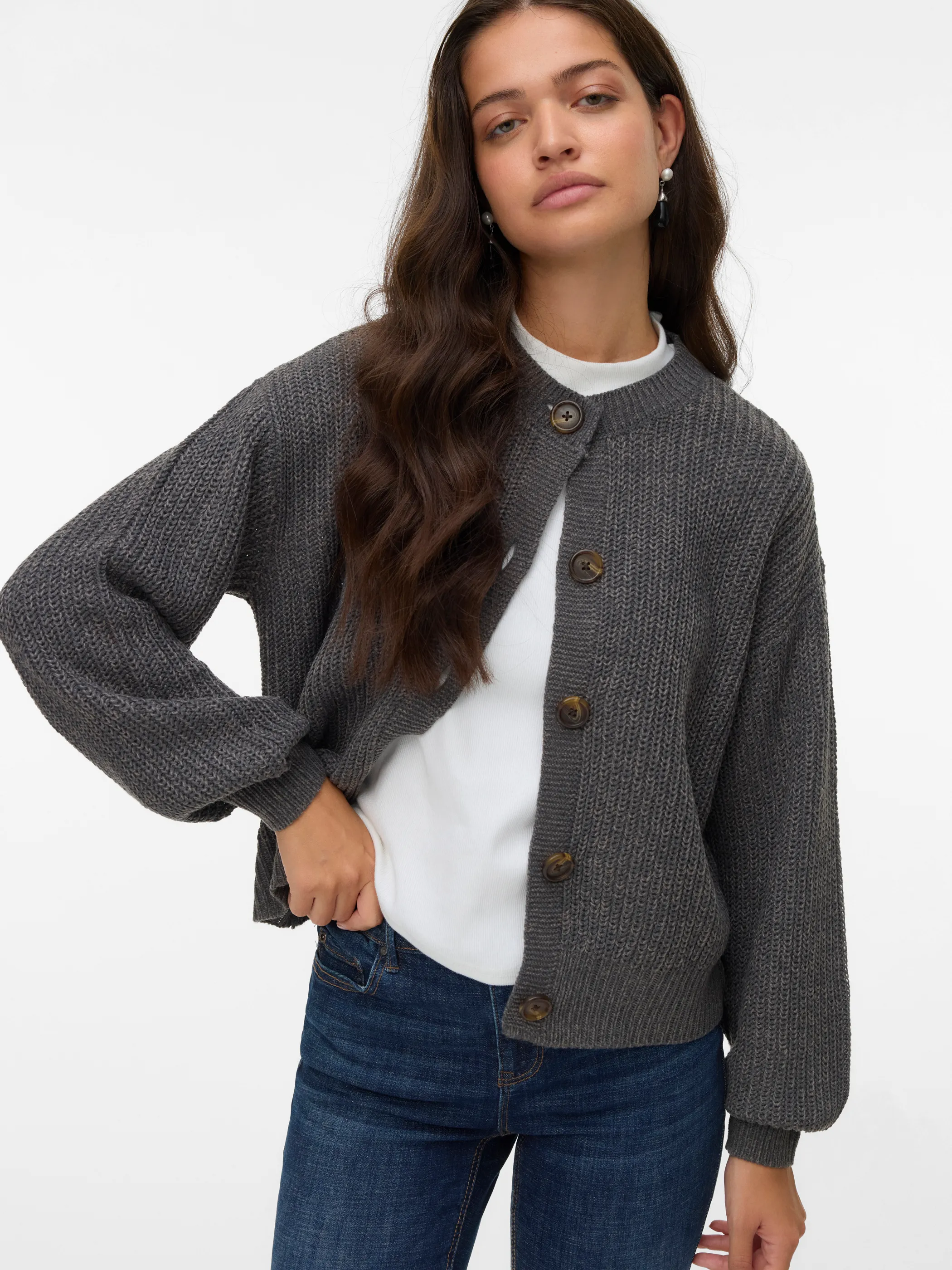 Vero Moda 10337797 VMLEA LS O-NECK CARDI Schwarz 915292 175618001 2