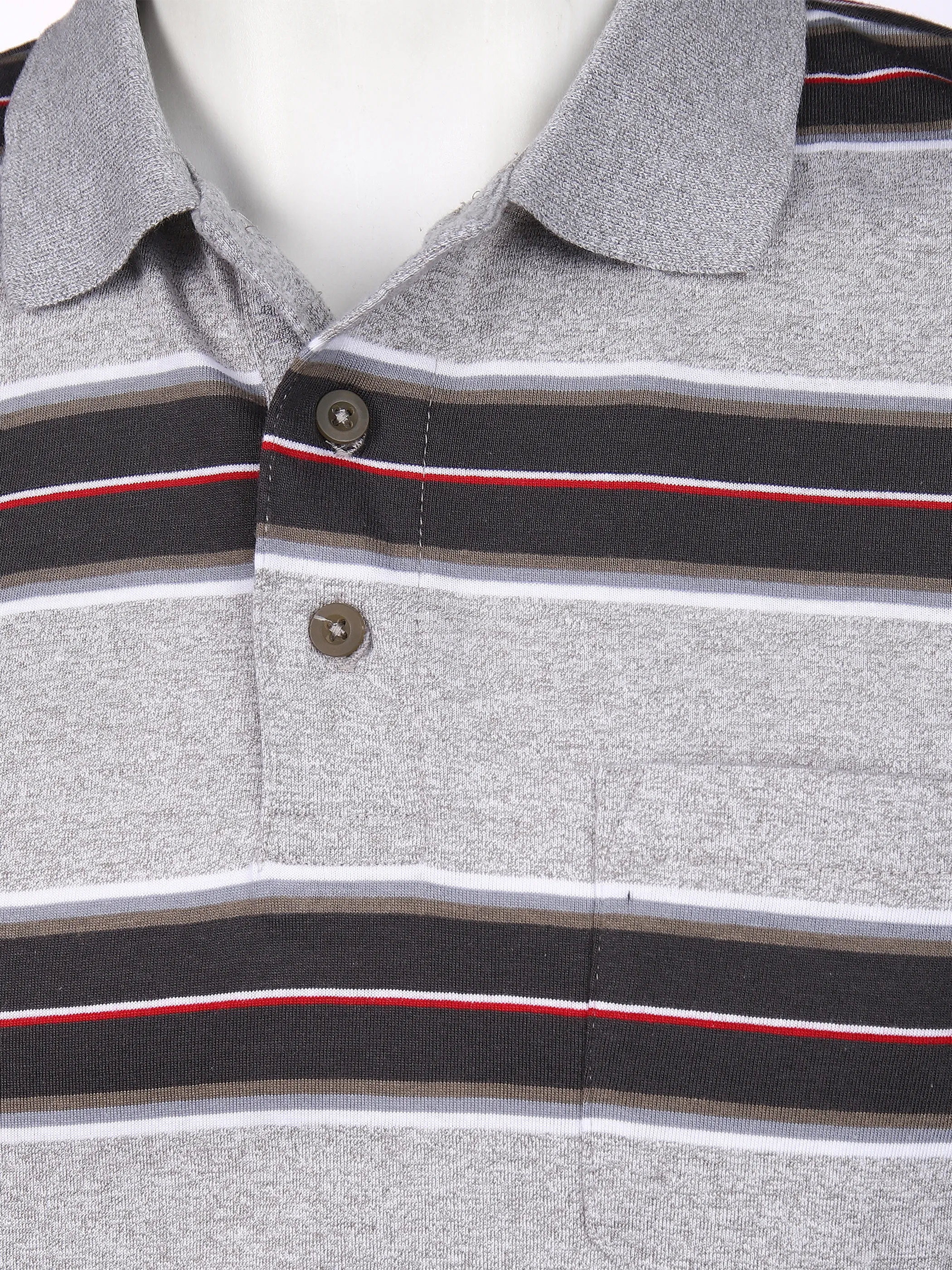 Marcel Battiston He. Poloshirt 1/2 Arm Ringel Grau 851264 GREY 3