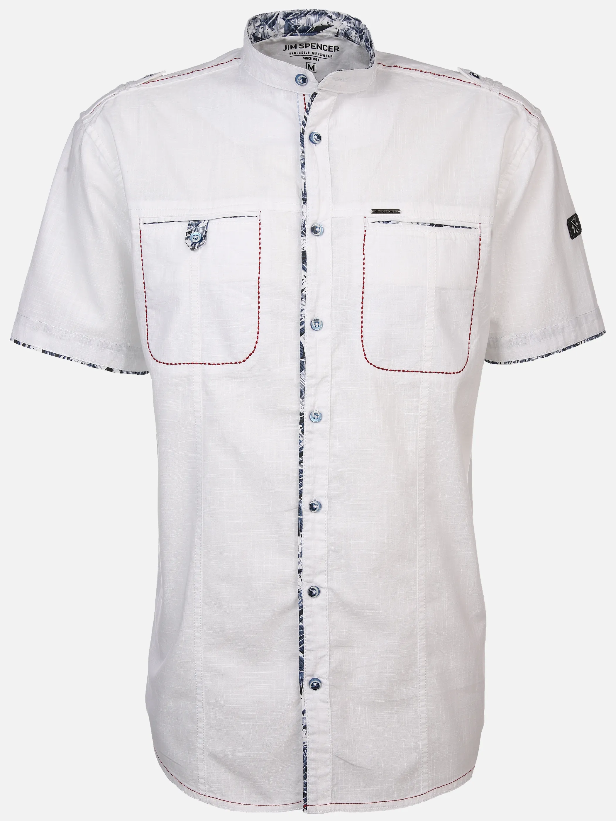 Jim Spencer He. Stehkragenhemd 1/2 Arm Weiß 894398 WHITE 1 Jim Spencer He. Stehkragenhemd 1/2 Arm Weiß 894398 WHITE 1