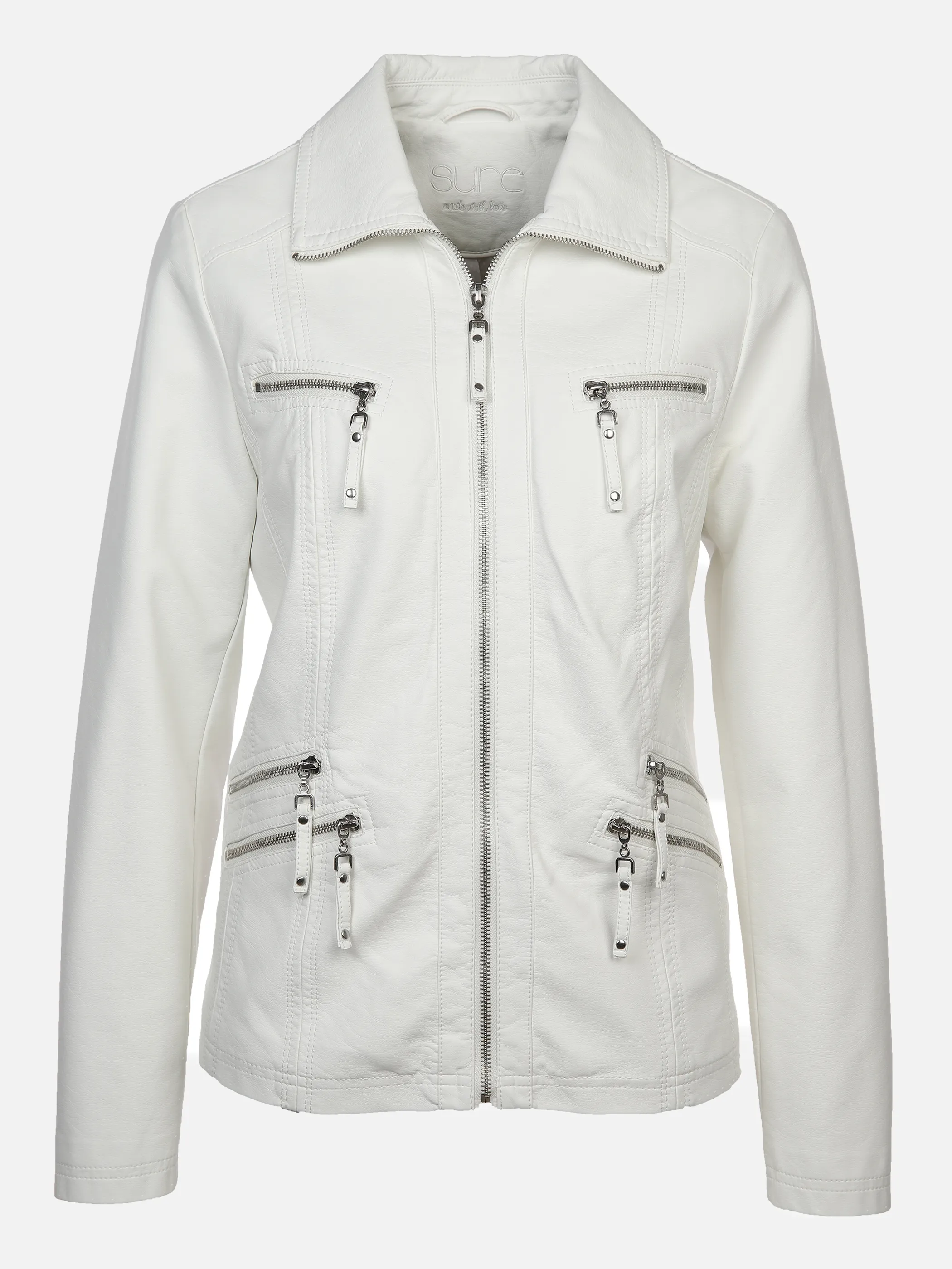 Sure Da-Bikerjacke in Lederimmitat Weiß 872226 WEIß 1 Sure Da-Bikerjacke in Lederimmitat Weiß 872226 WEIß 1
