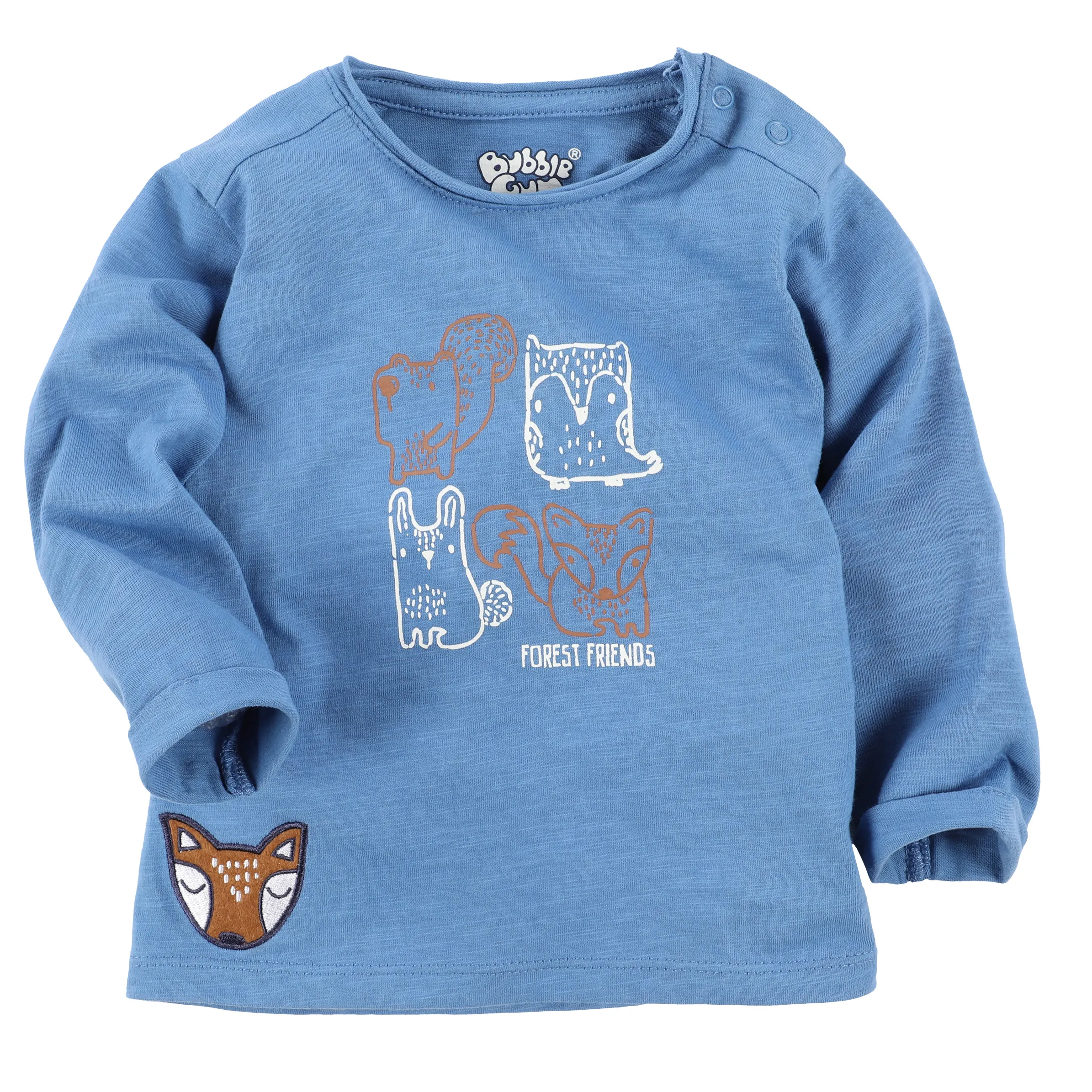 Bubble Gum BJ Longsleeve Shirt in blau mit Waldtierdruck Blau 884314 BLAU 1 Bubble Gum BJ Longsleeve Shirt in blau mit Waldtierdruck Blau 884314 BLAU 1