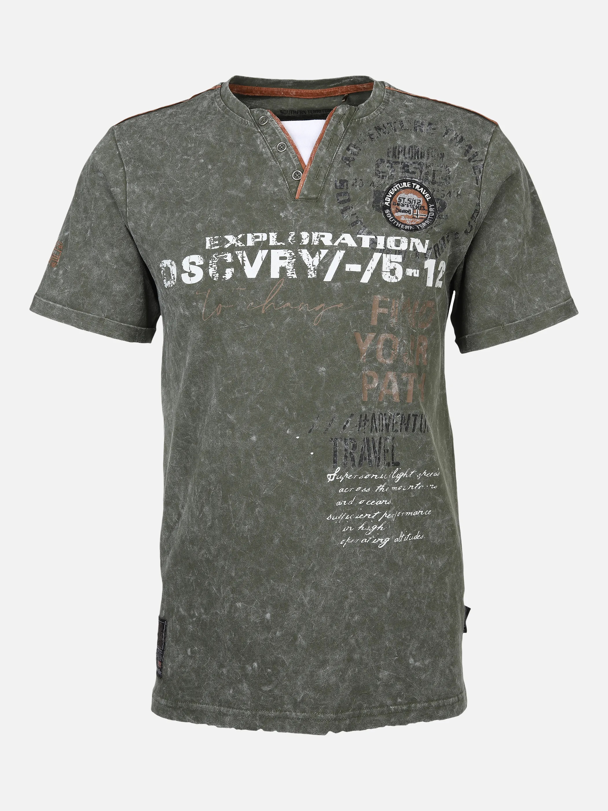 Herren Henleyshirt in Used 2in1 Optik OLIVE noSize 878263-olive