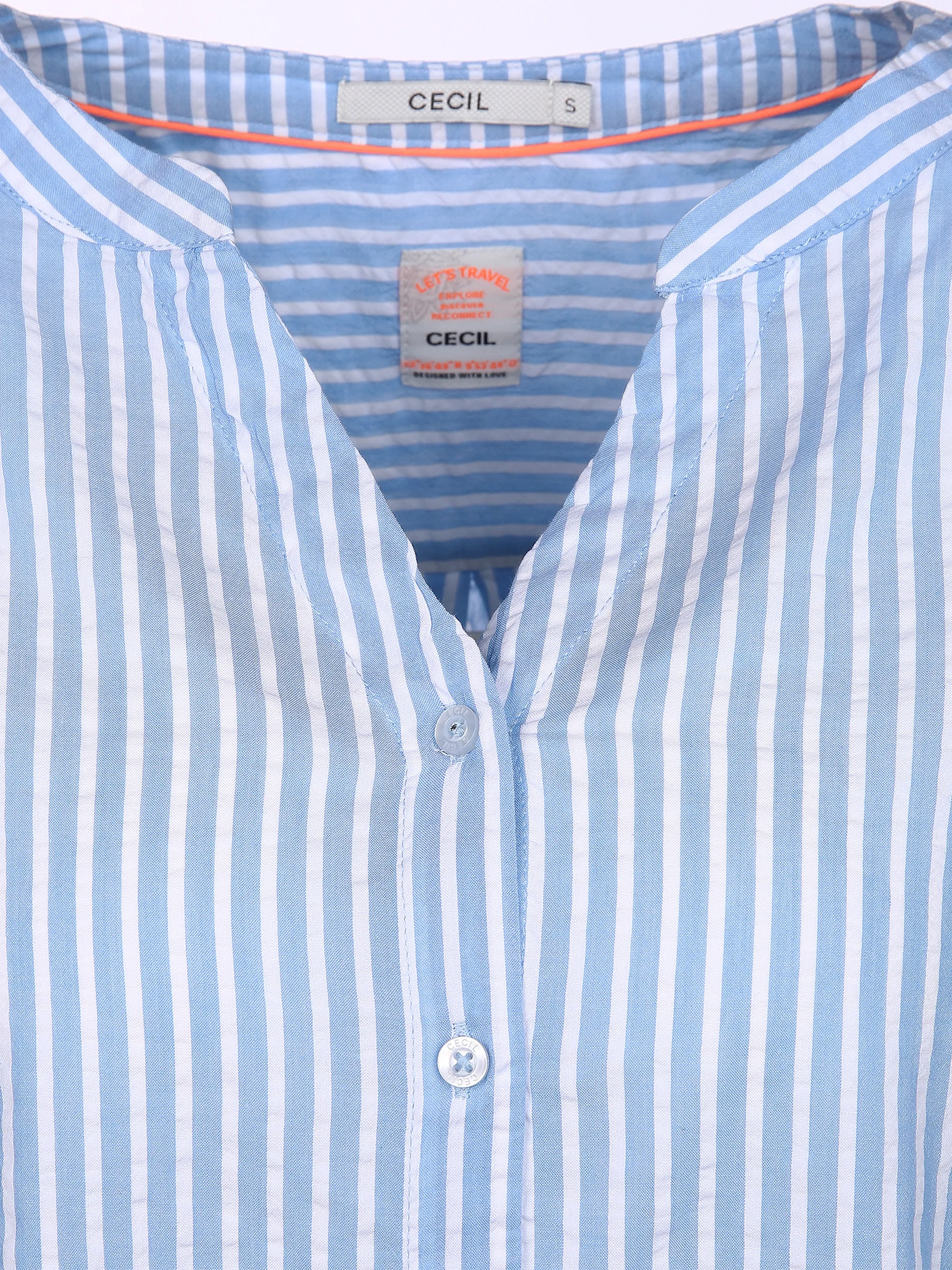 Cecil B342426 TOS Seersucker Stripe Blau 849561 22745 3