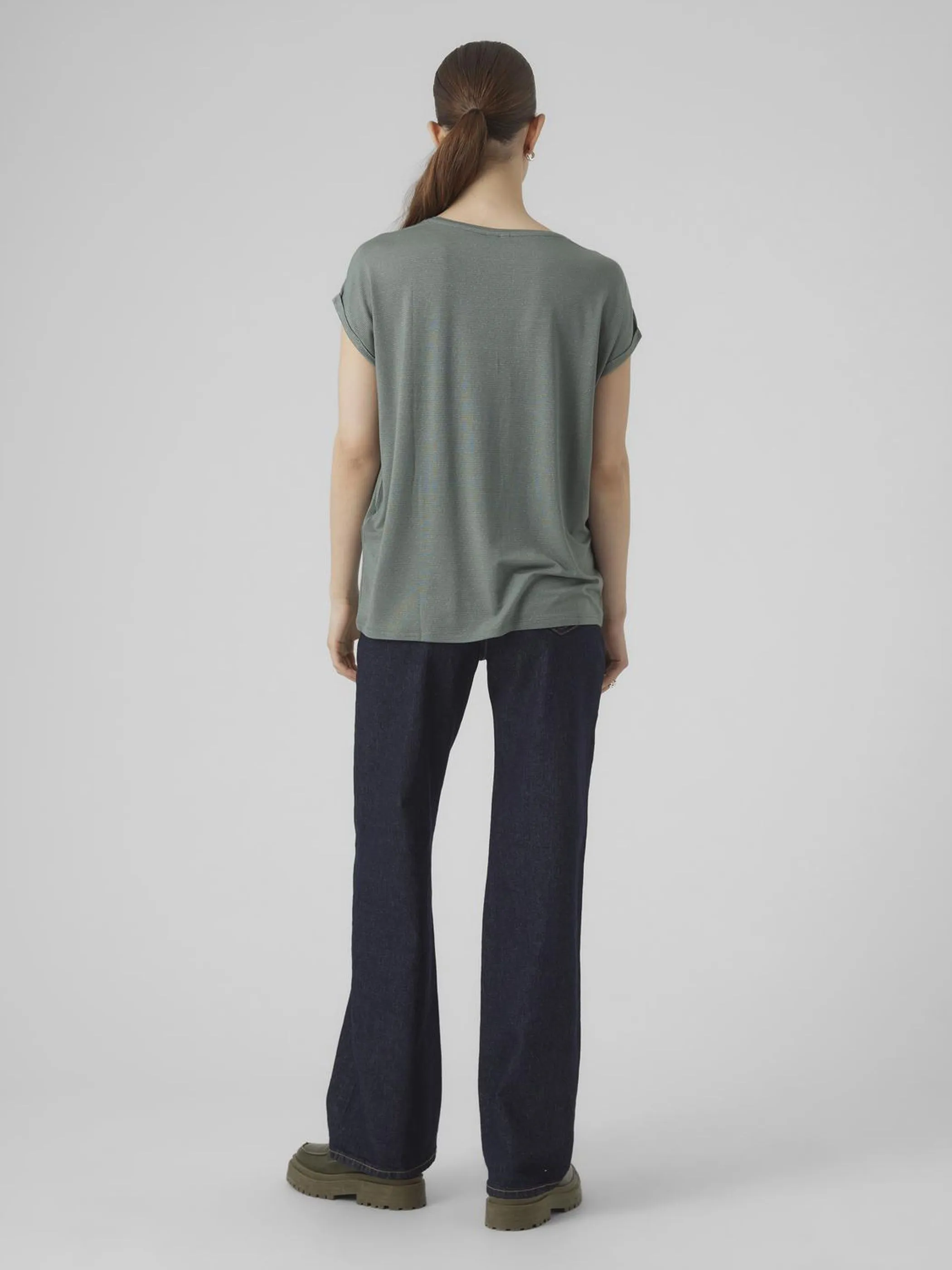 Vero Moda 10250488 VMLAVA GLITTER SS TOP STRIPE Grün 852566 267995003 2