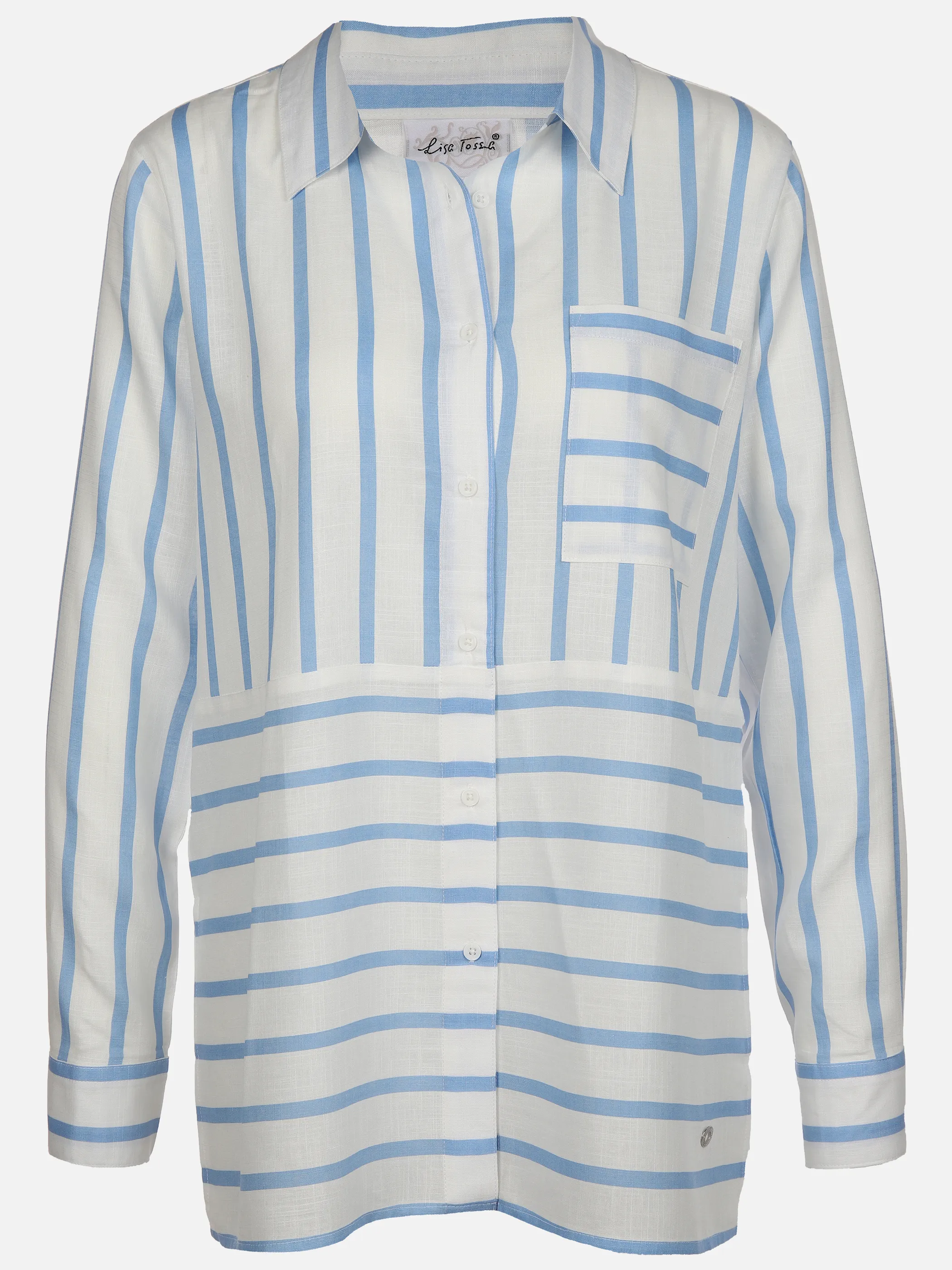 Lisa Tossa Da-Streifenbluse m. Brusttasch Weiß 890815 OFF/CORN 1 Lisa Tossa Da-Streifenbluse m. Brusttasch Weiß 890815 OFF/CORN 1