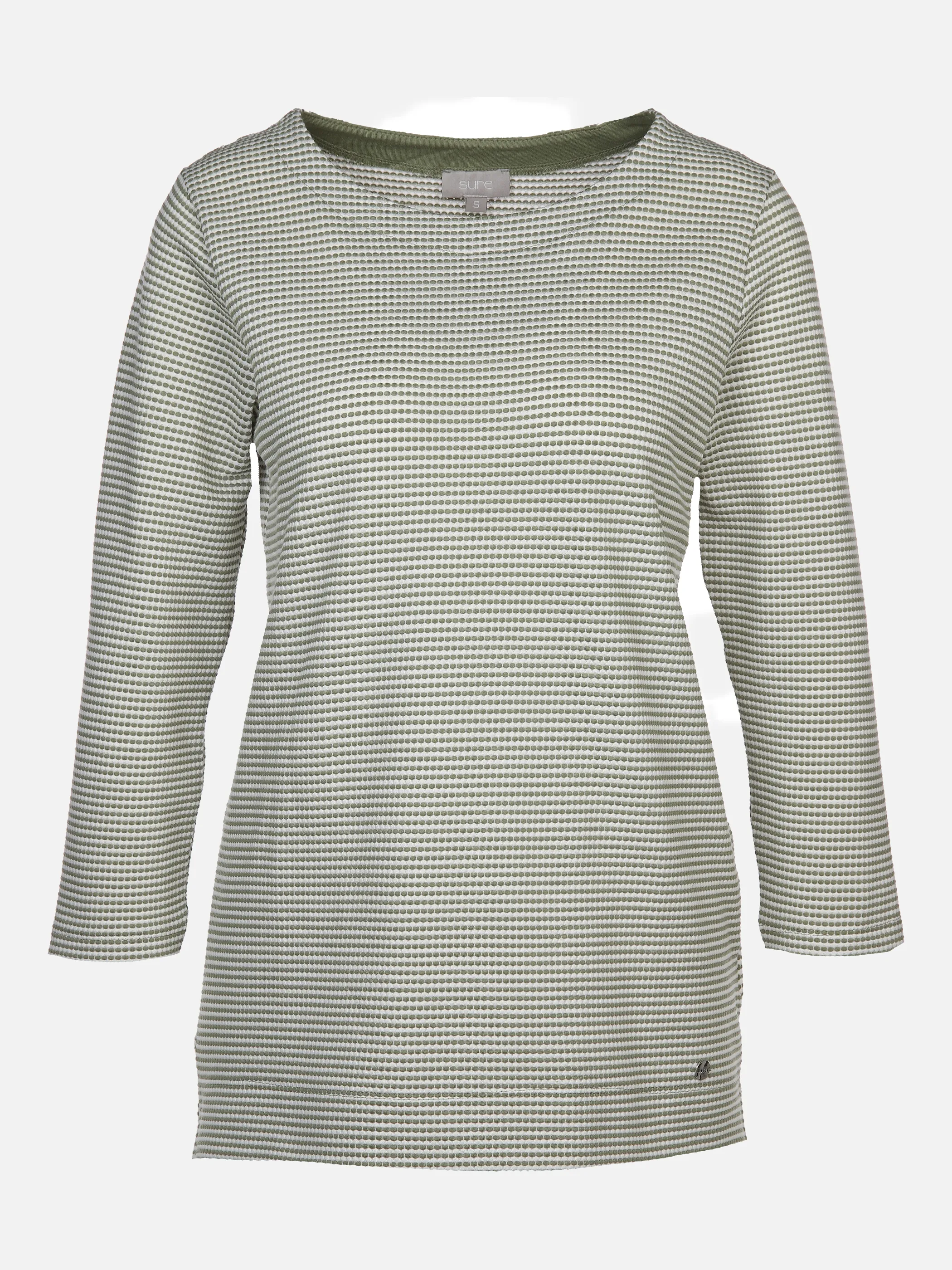 Sure Da-Wabenjaquardshirt m. Streifen Grün 872838 SALBEI/OFF 1 Sure Da-Wabenjaquardshirt m. Streifen Grün 872838 SALBEI/OFF 1