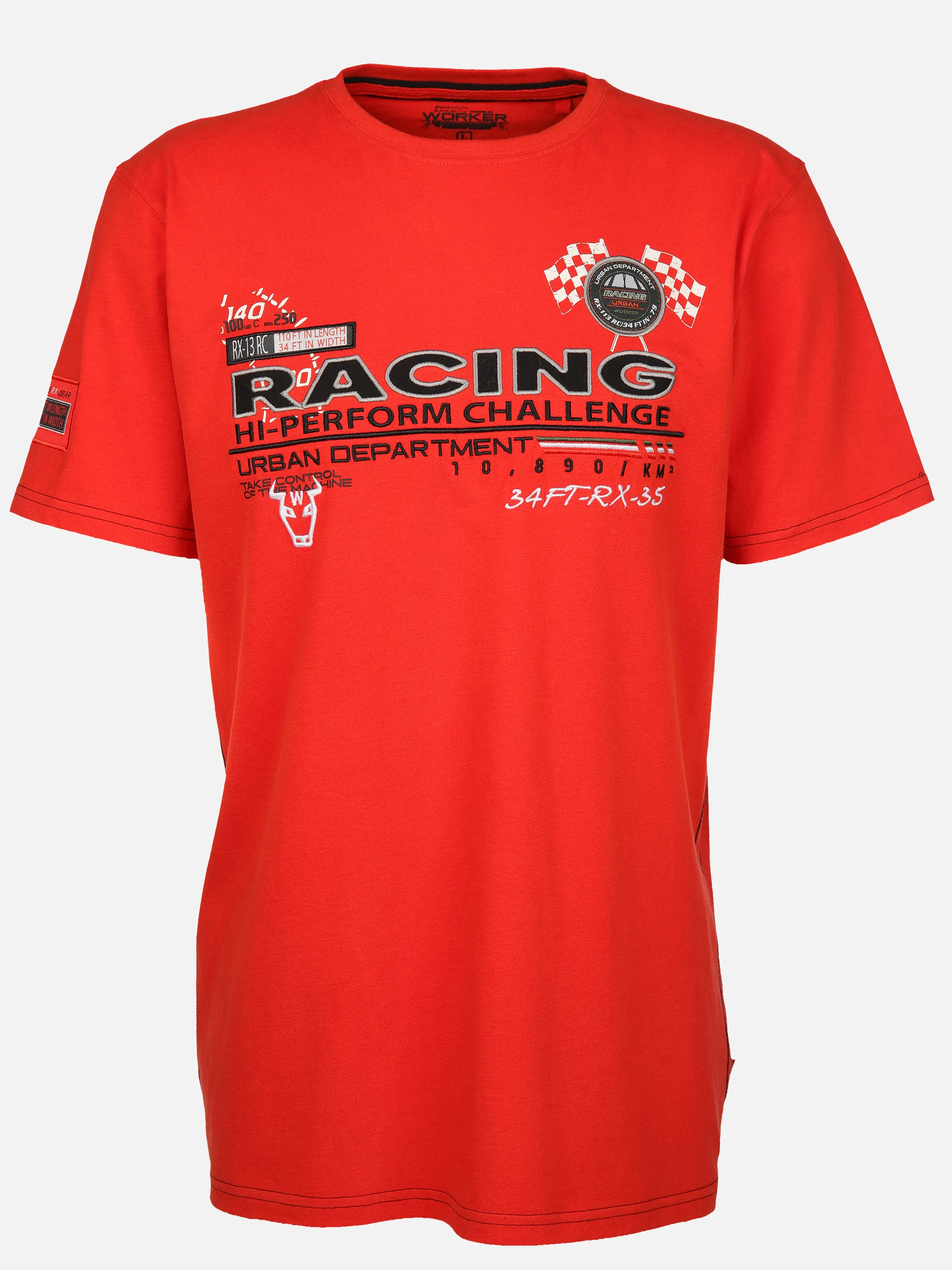 Worker He. T-Shirt 1/2 Arm Racing Print Orange 908152 NEON ORAN 1 Worker He. T-Shirt 1/2 Arm Racing Print Orange 908152 NEON ORAN 1