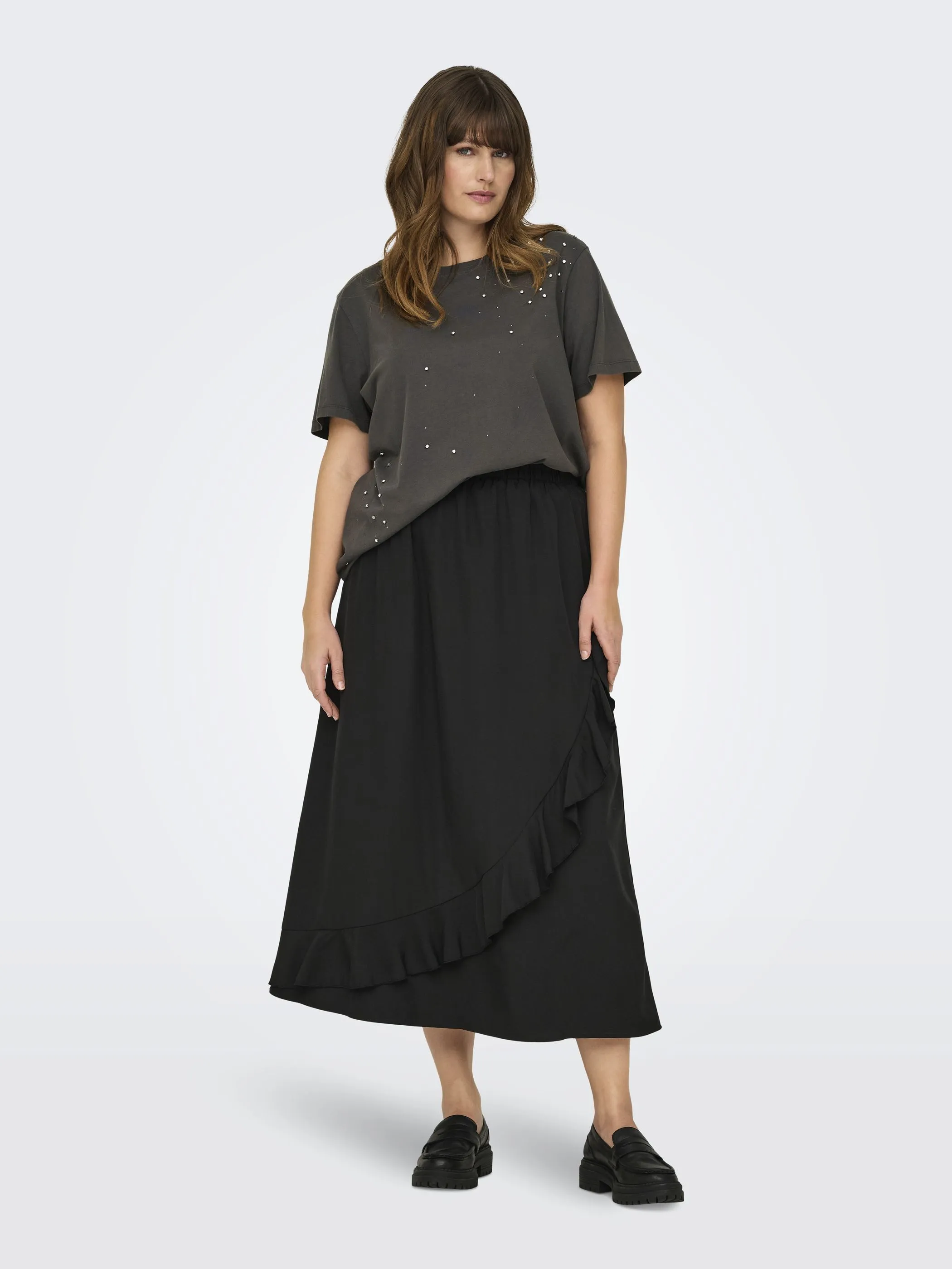 Only Carmakoma 15346102 CARLEN LIFE SS O-NECK Grau 909691 206073002 3