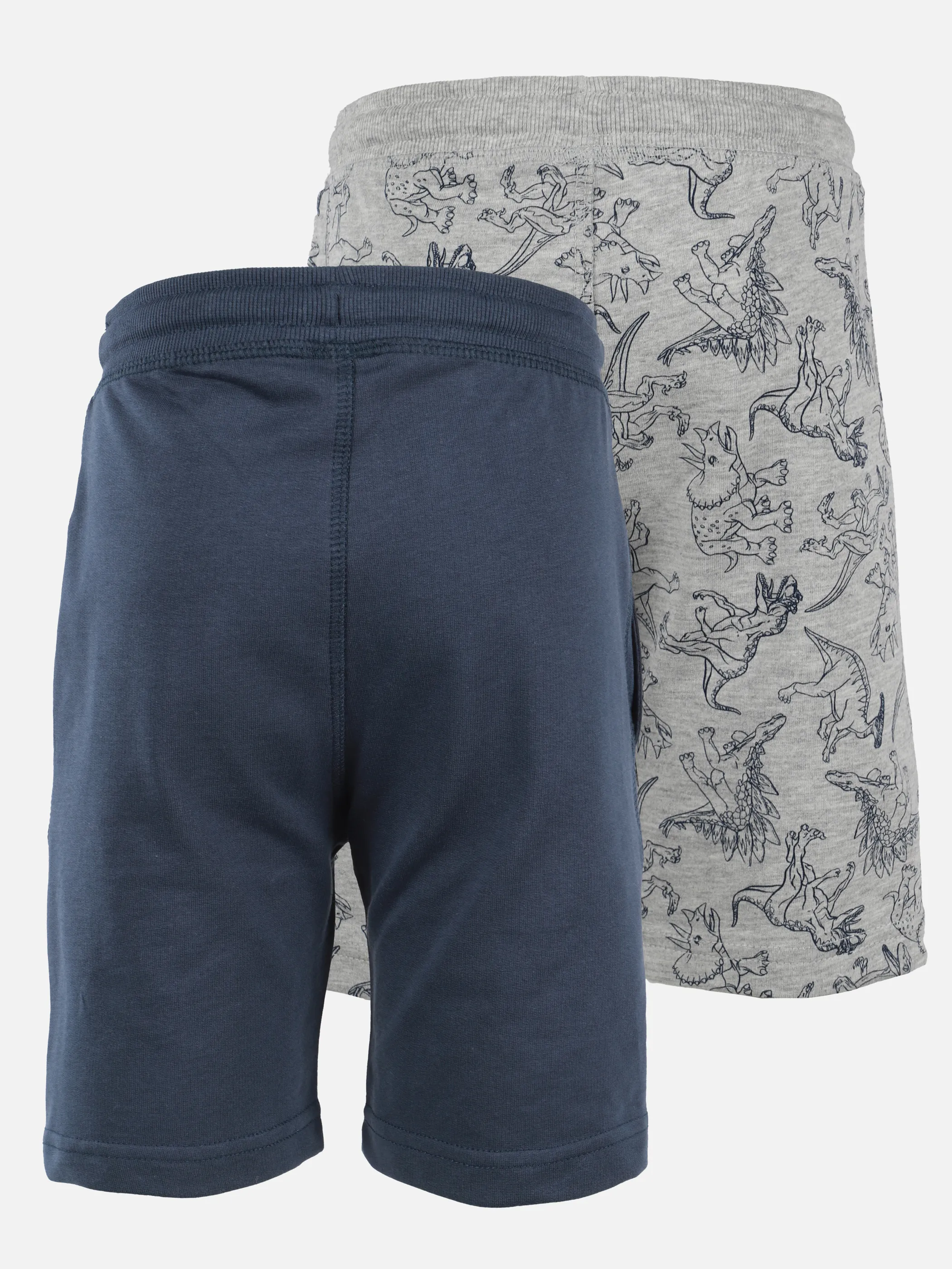 Stop + Go KJ 2er Pack Sweat-Bermuda in uni blau und Dino AOP Grau 907394 GRAU/BLAU 2