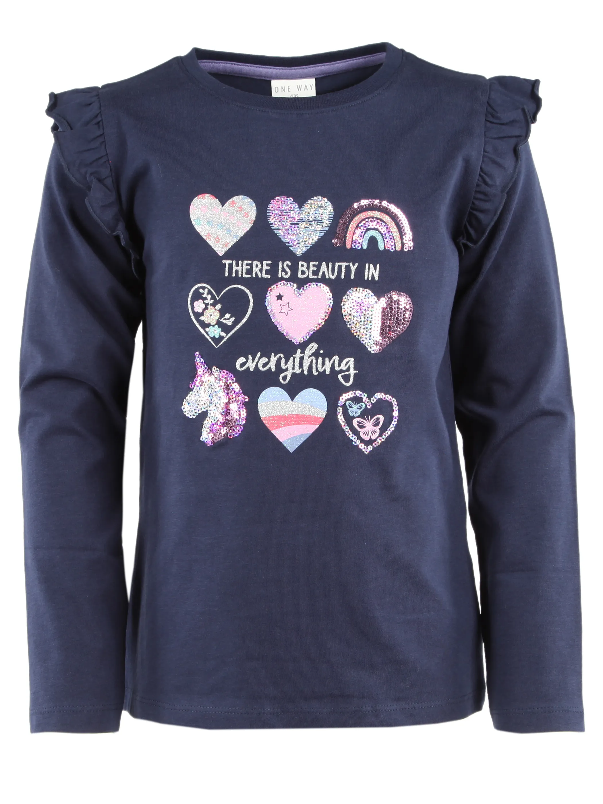 One Way KM Longsleeve mit Glitter-Motiven in dark blue Marine 929909 DARKBLUE 1