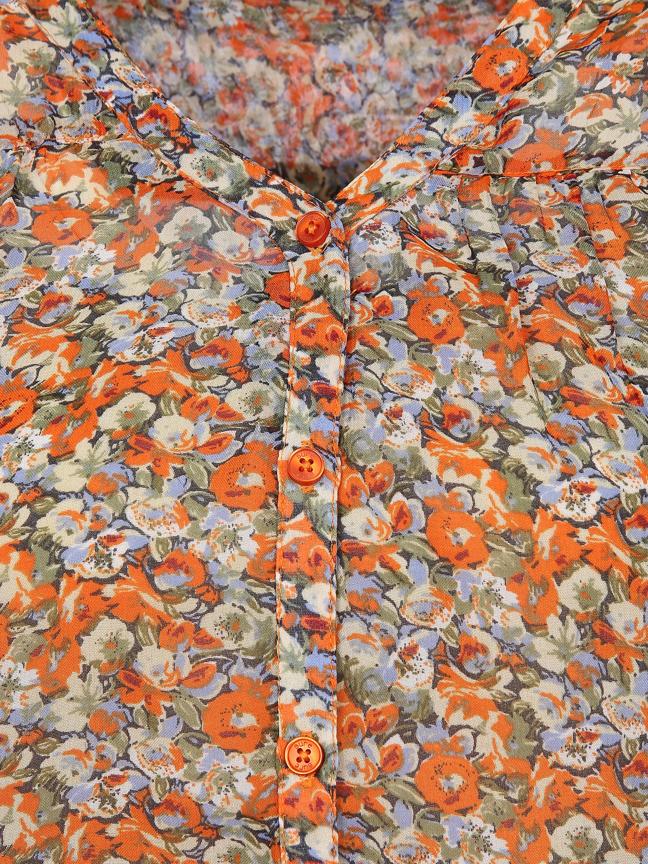 Sure Da-Chiffon-Bluse, V-Ausschnitt Orange 853290 ORANGE 3