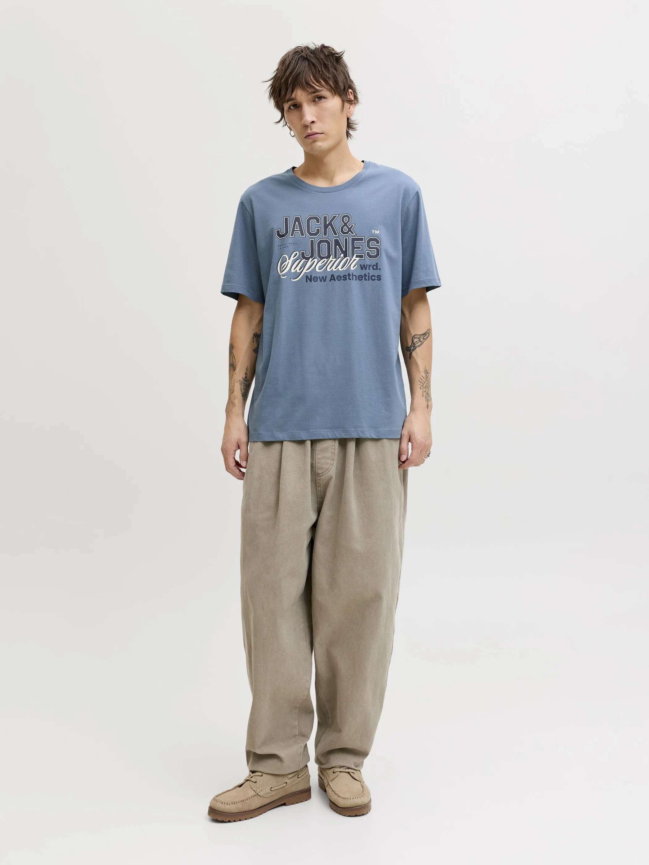 Jack Jones 12288016 JJELOGO TEE SS O-NECK Blau 922267 176533 4