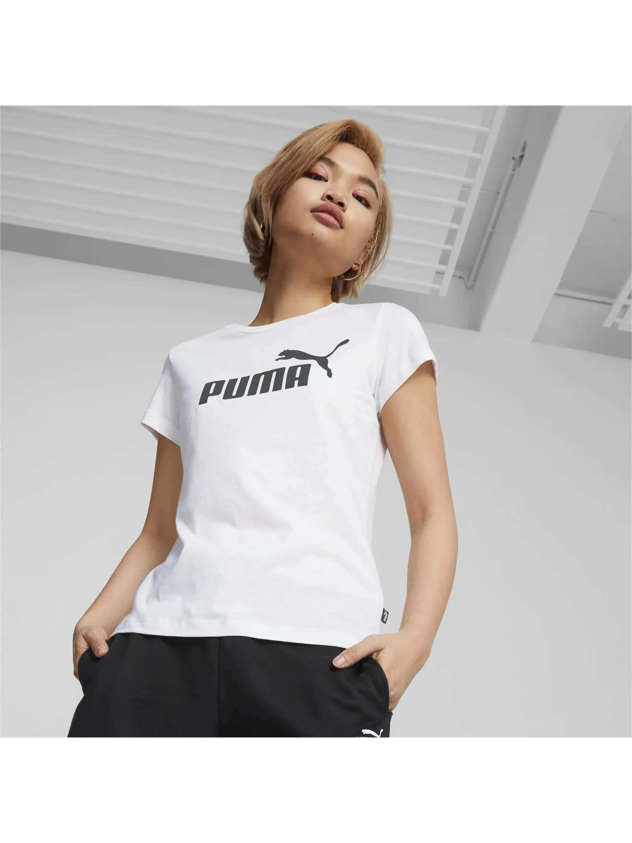 Puma 586774 Da-T-Shirt, Logo Weiß 856649 0002 4