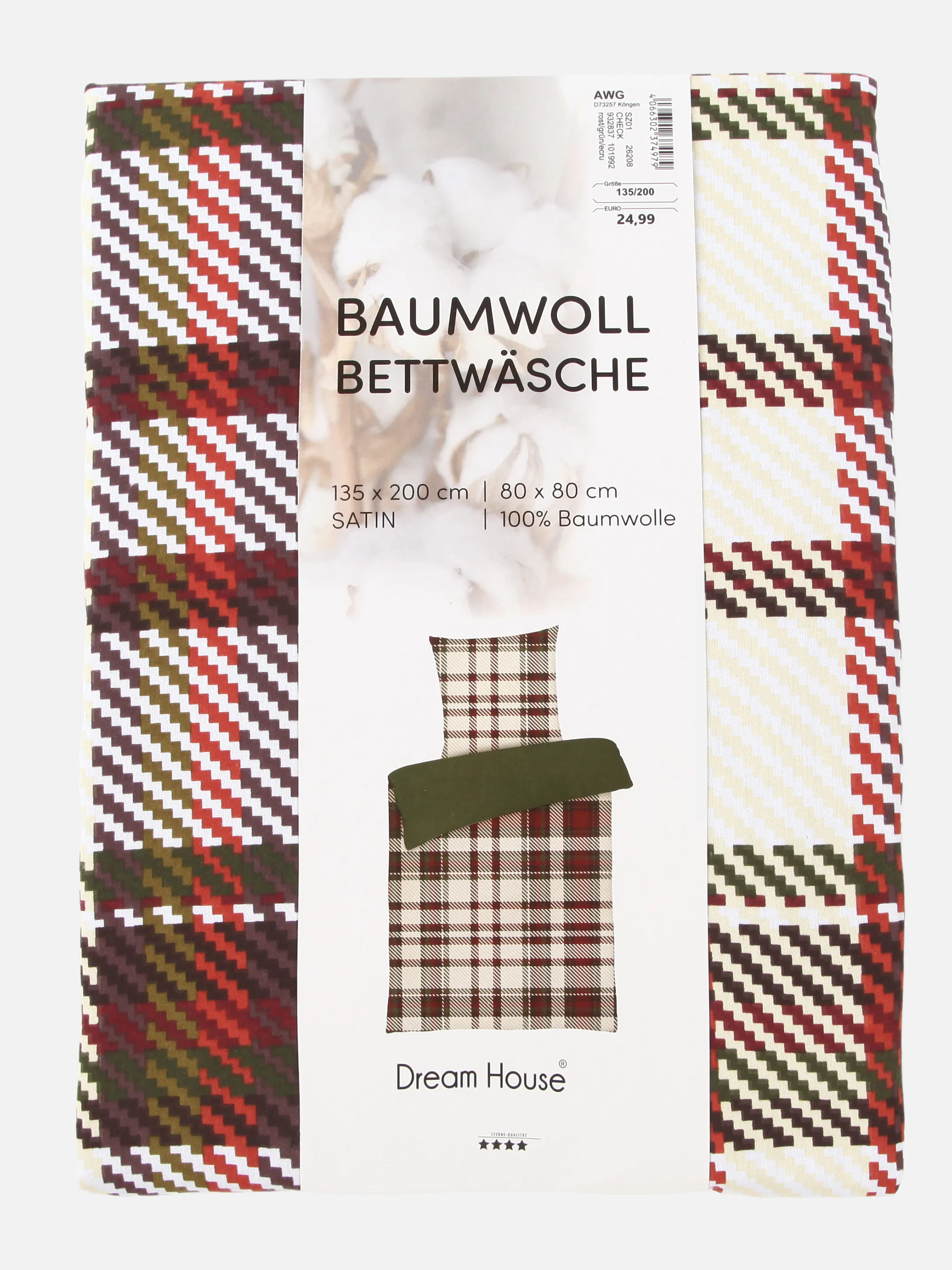 Dream House Satin Bettwäsche karriert 135x200 Rot 932837 ROST 2