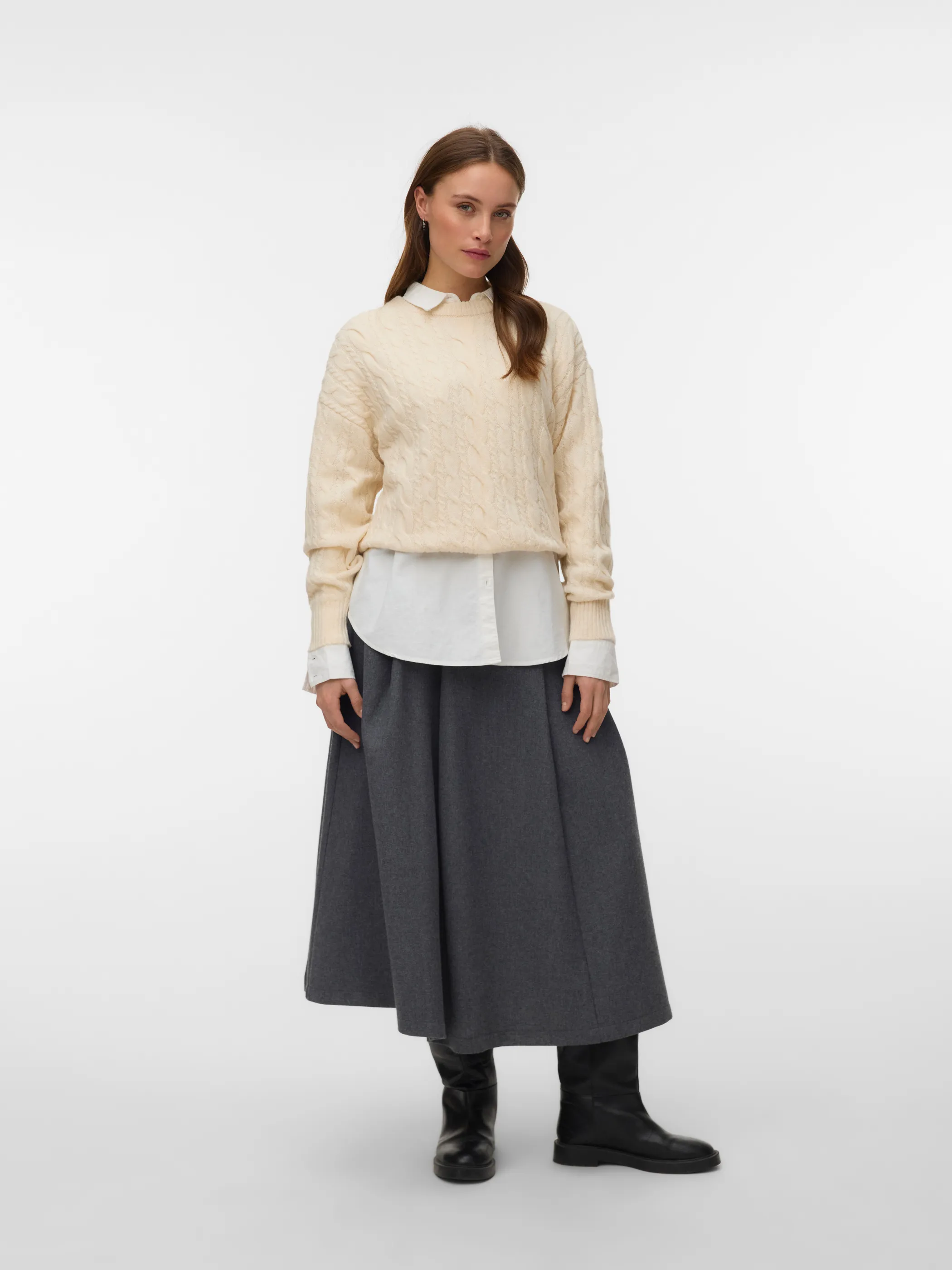 Vero Moda 10348376 VMSEQUOIA LS O-NECK P Beige 931438 222913 2