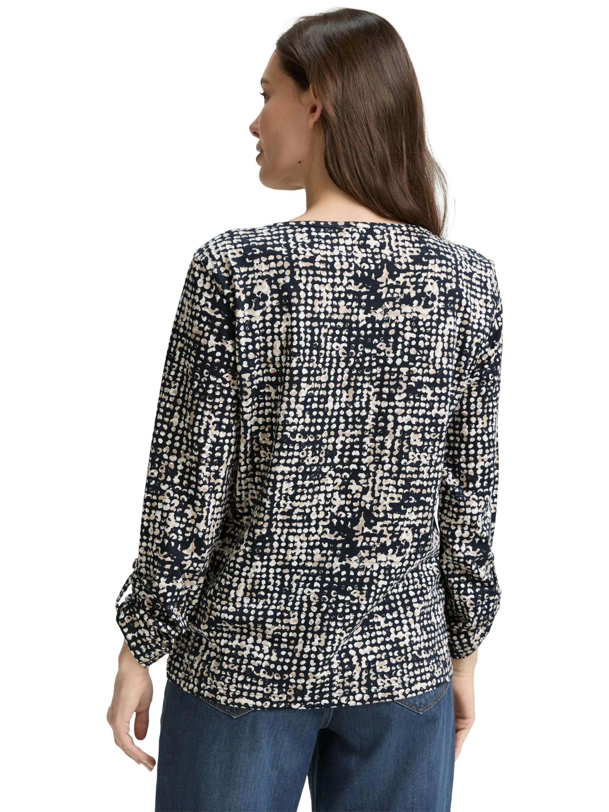 Tom Tailor 1047729 NOS T-shirt henley alloverprinted Blau 914538 38402 2