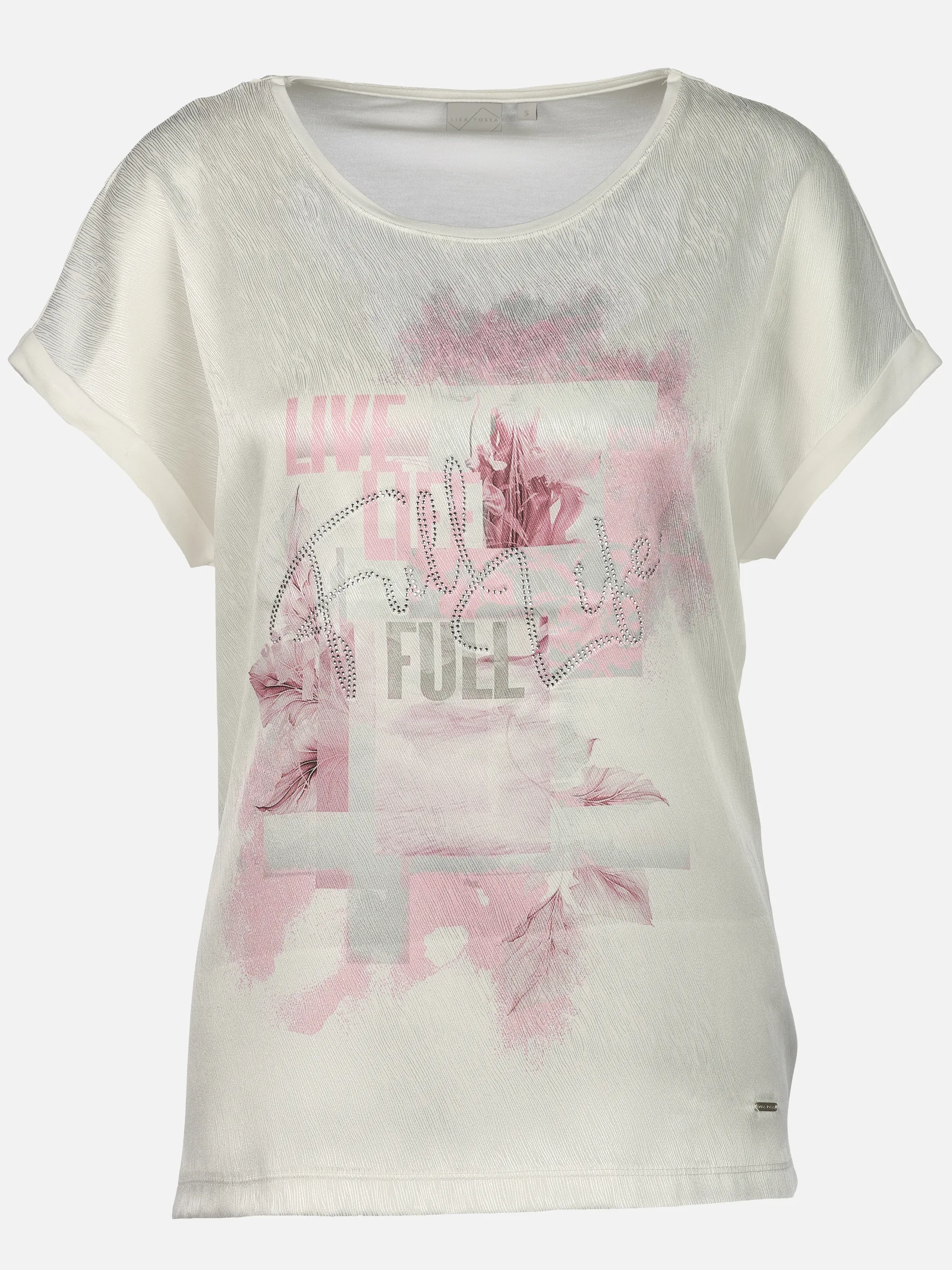 Lisa Tossa Da- Materialmix T-Shirt m. Print Rosa 924186 ROSE 1