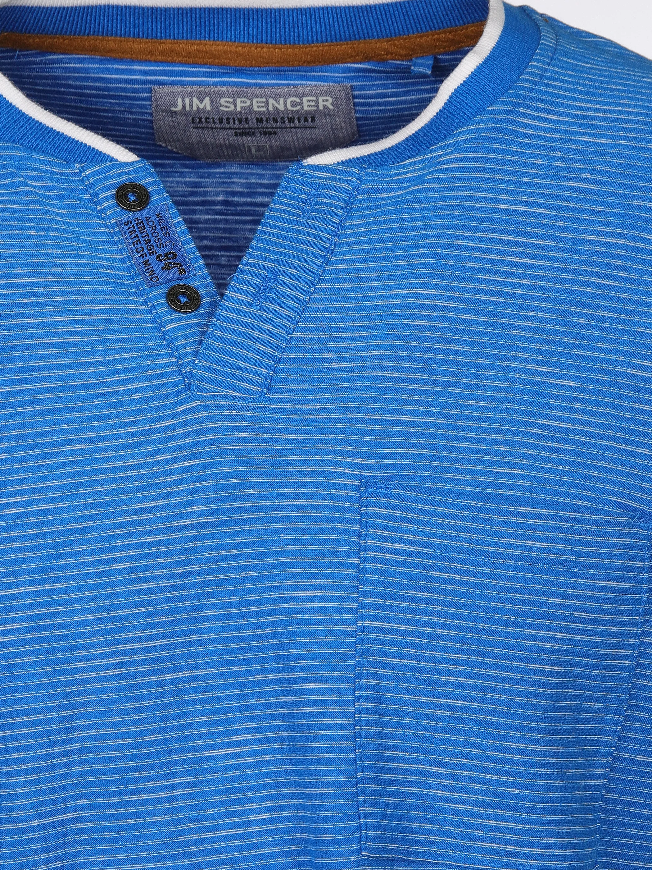 Jim Spencer He. Henleyshirt 1/2 Arm grindle Blau 910917 BLUE 3 Jim Spencer He. Henleyshirt 1/2 Arm grindle Blau 910917 BLUE 3