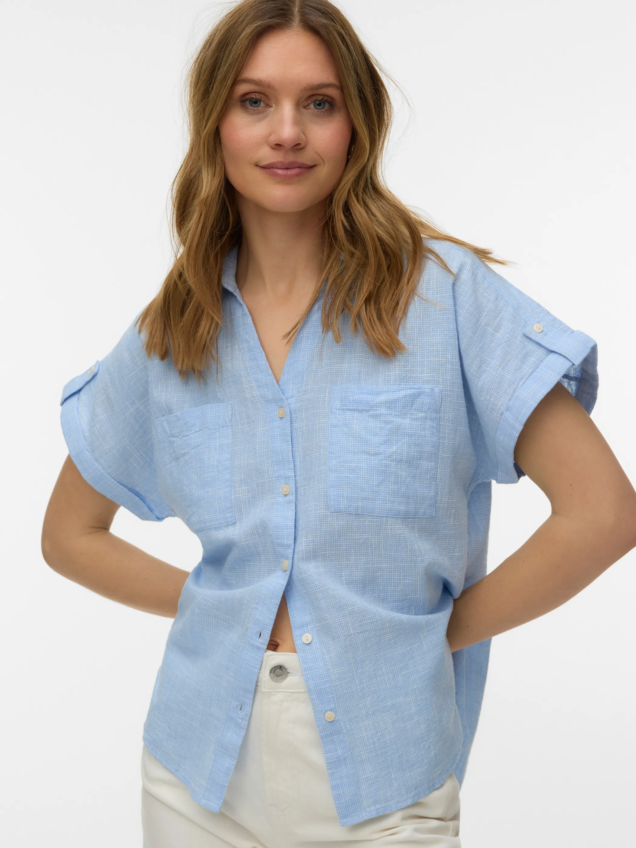 Vero Moda 10345608 VMTHILDE SS SHIRT WVN Weiß 922294 184779001 2
