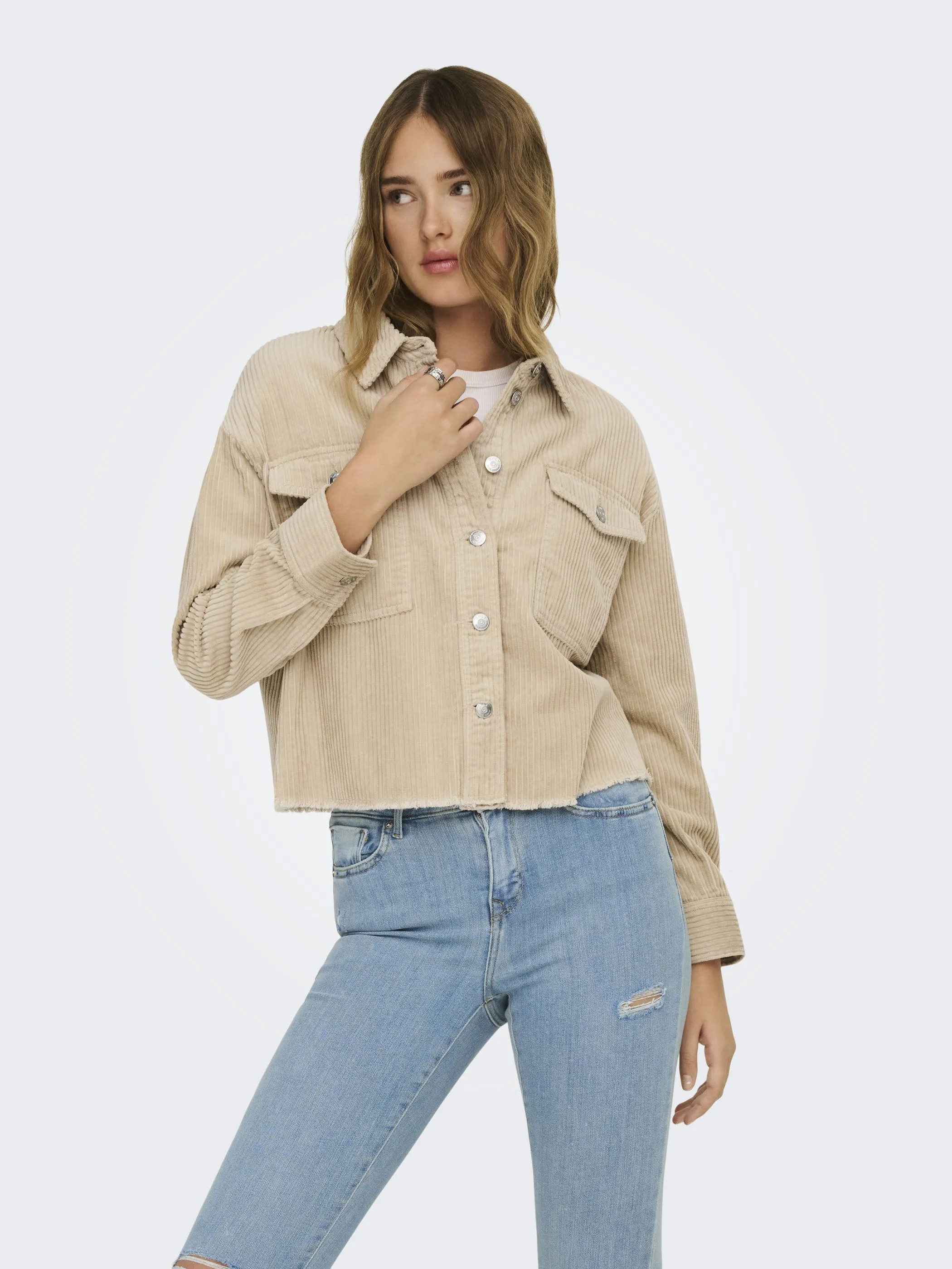 Only ONLY 15222456 ONLMARINA-ENY LIFE L/S CORD JACKET Grau 913013 183019 1