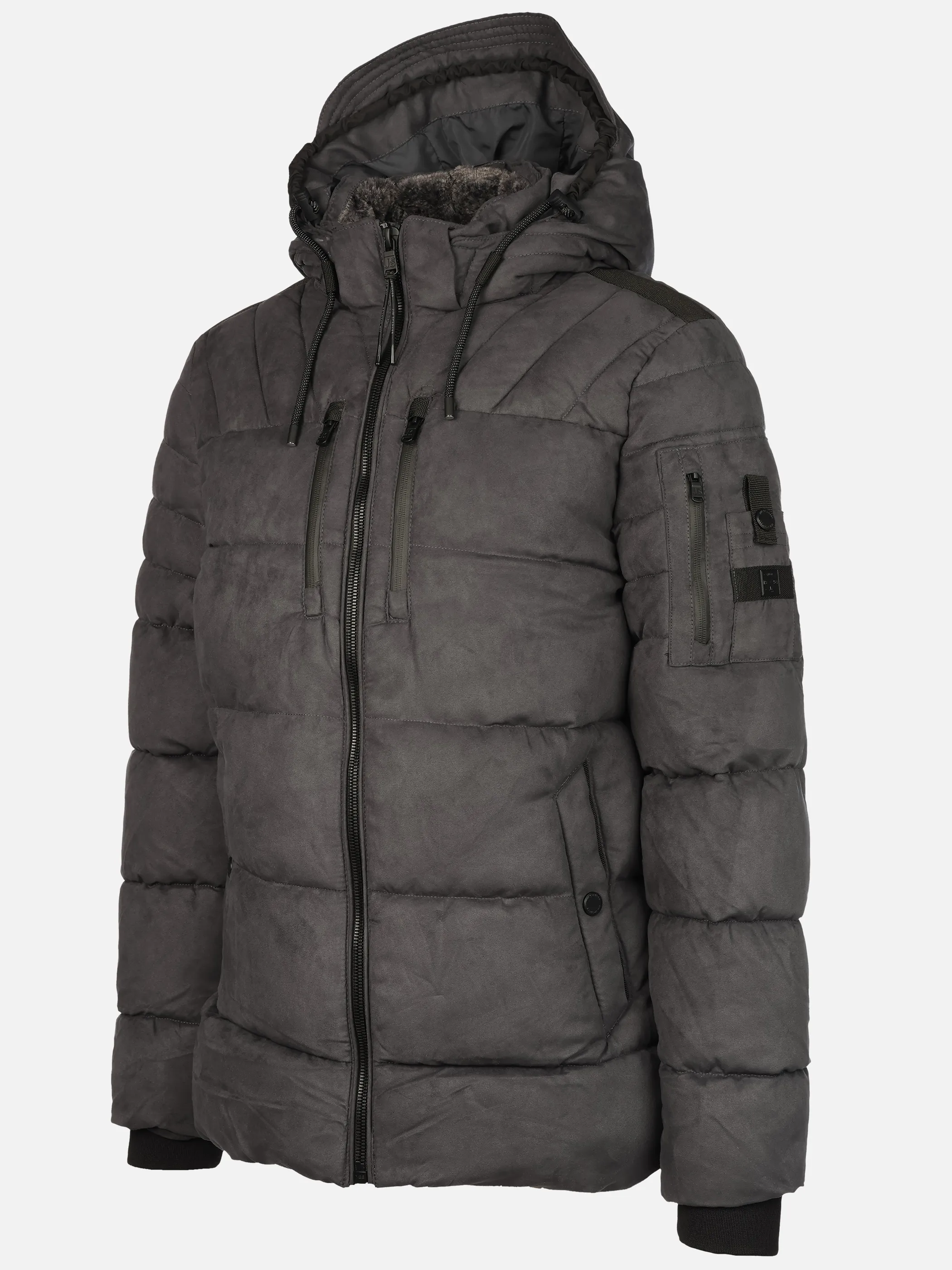 Jim Spencer He. Kapuzensteppjacke Velour Grau 915864 1100 3 Jim Spencer He. Kapuzensteppjacke Velour Grau 915864 1100 3