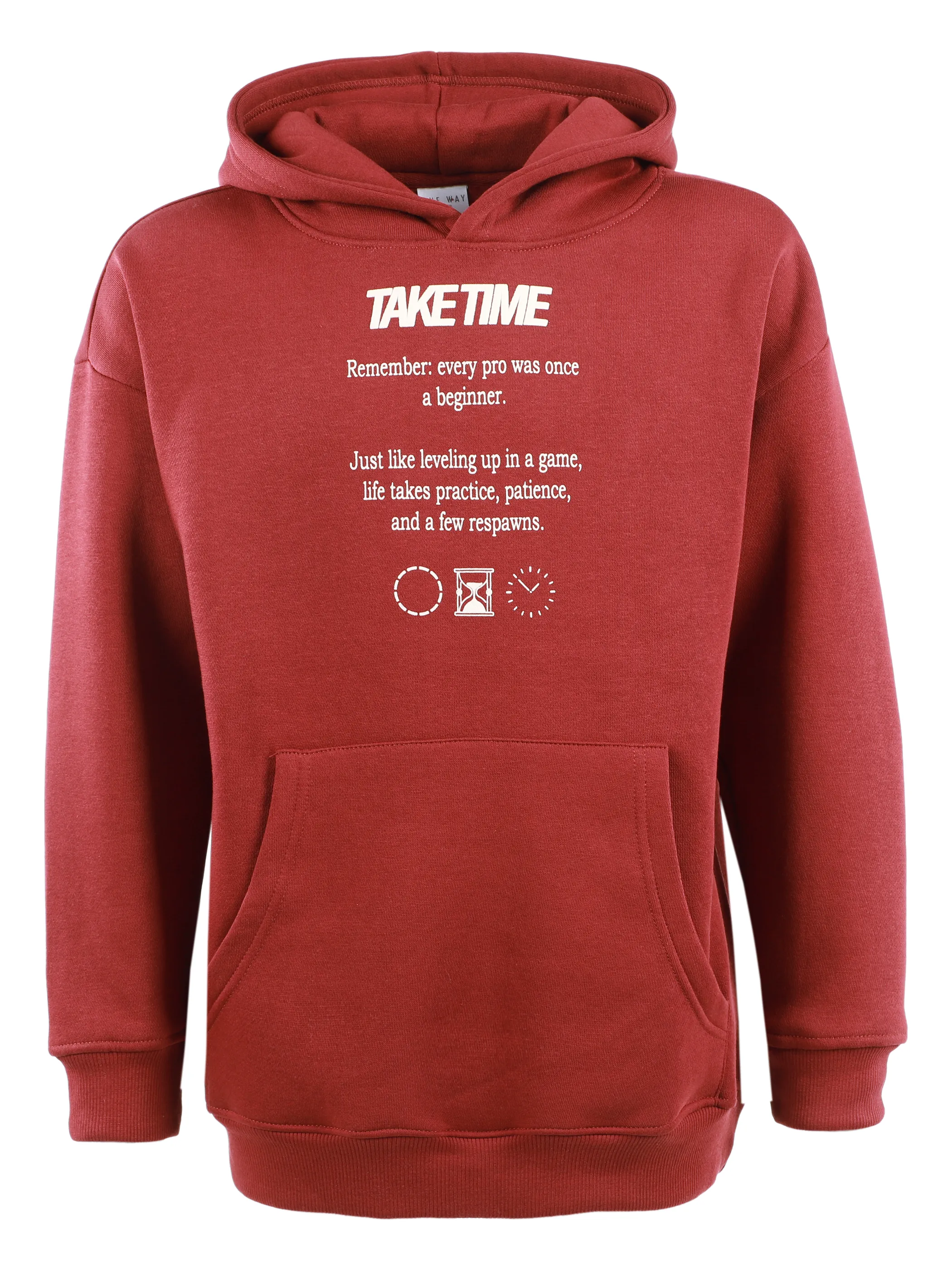 One Way JJ Hoodie "Good Things - Take Time" Backprint Rot 916233 BRAUNROT 1