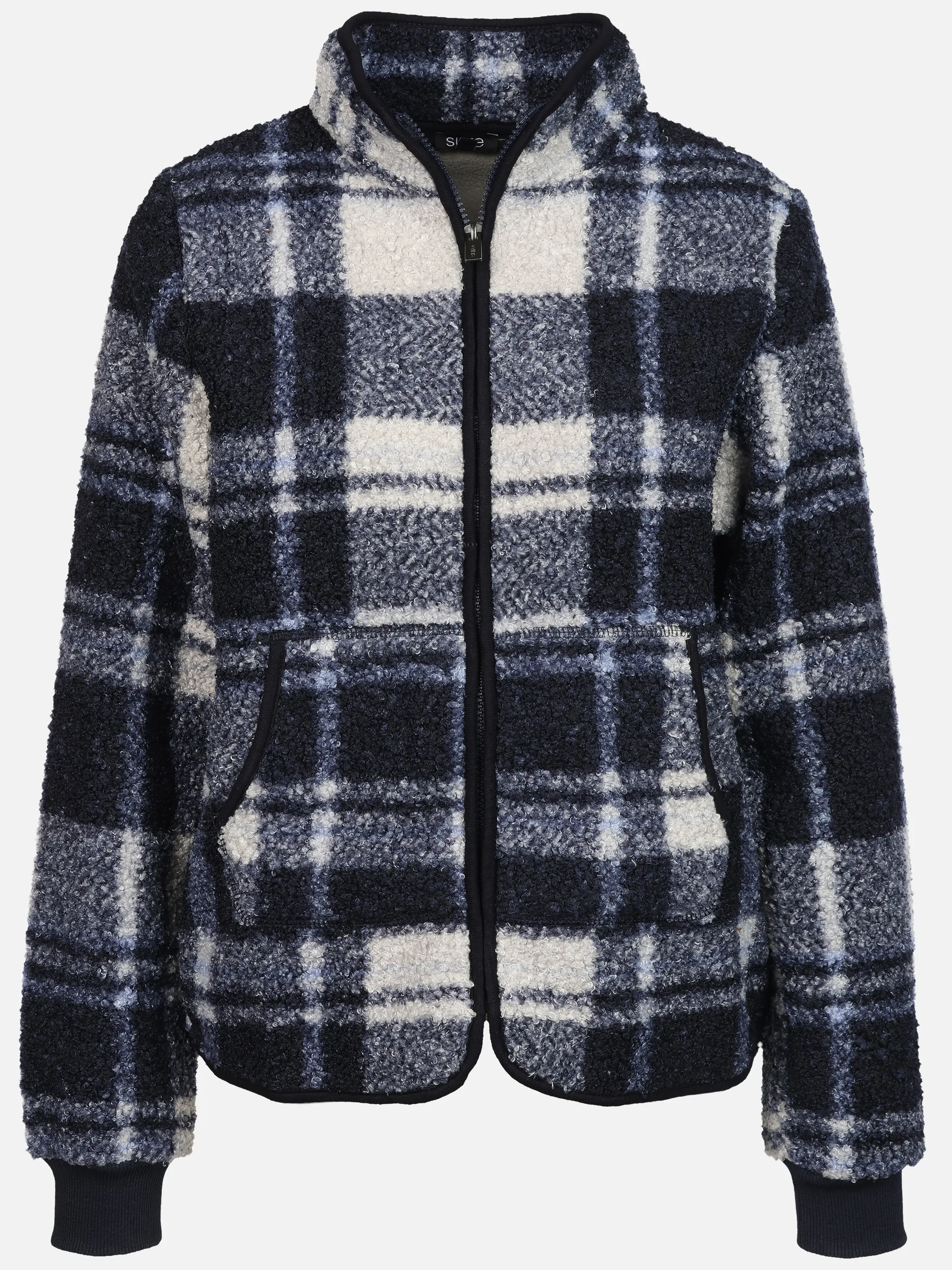Sure Da. Teddy Cardigan mit Karo Print Blau 928632 BLAUGRAU 1
