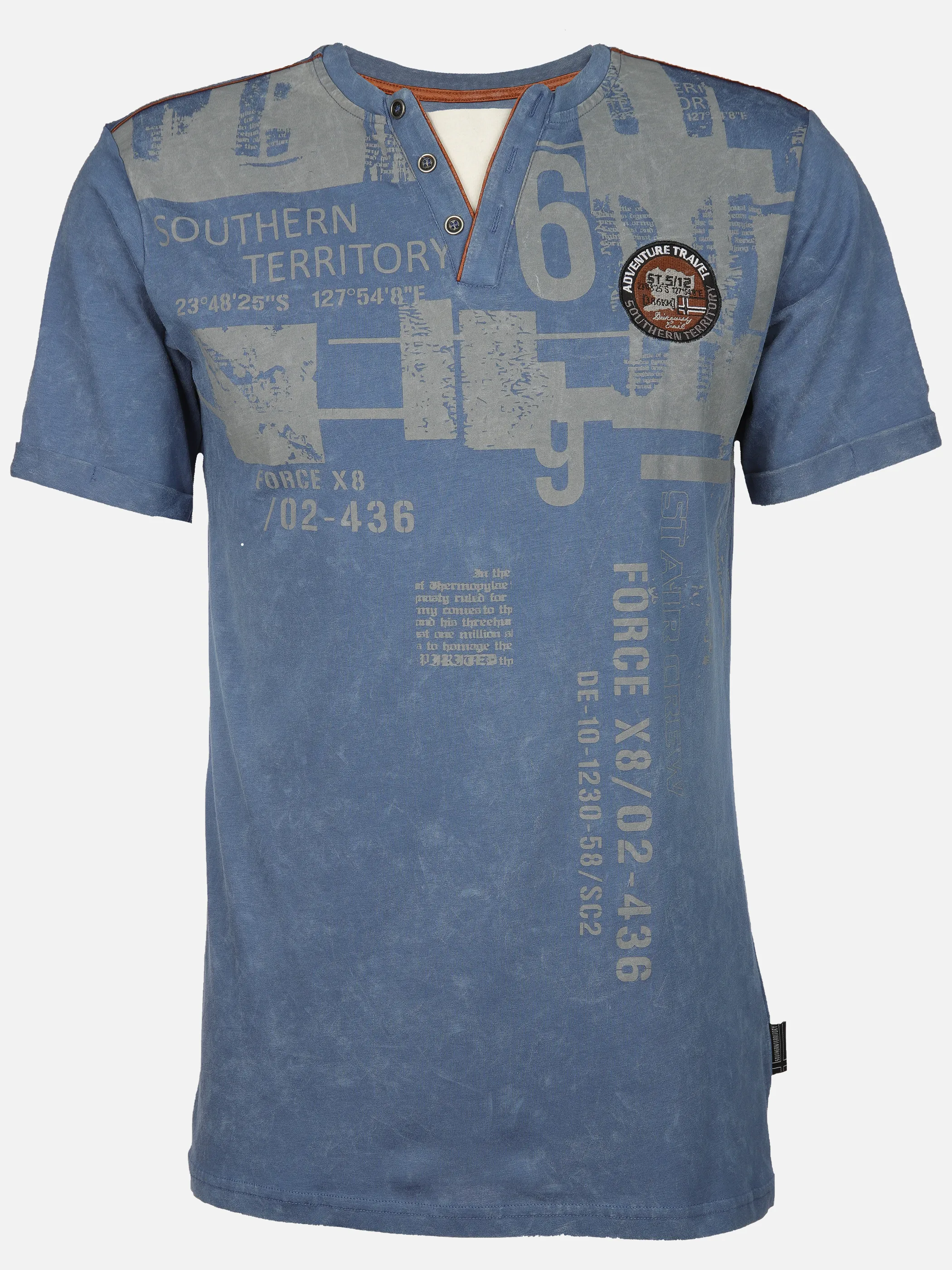 Southern Territory He. Henleyshirt 1/2 Arm alloverprint Marine 910641 NAVY 1