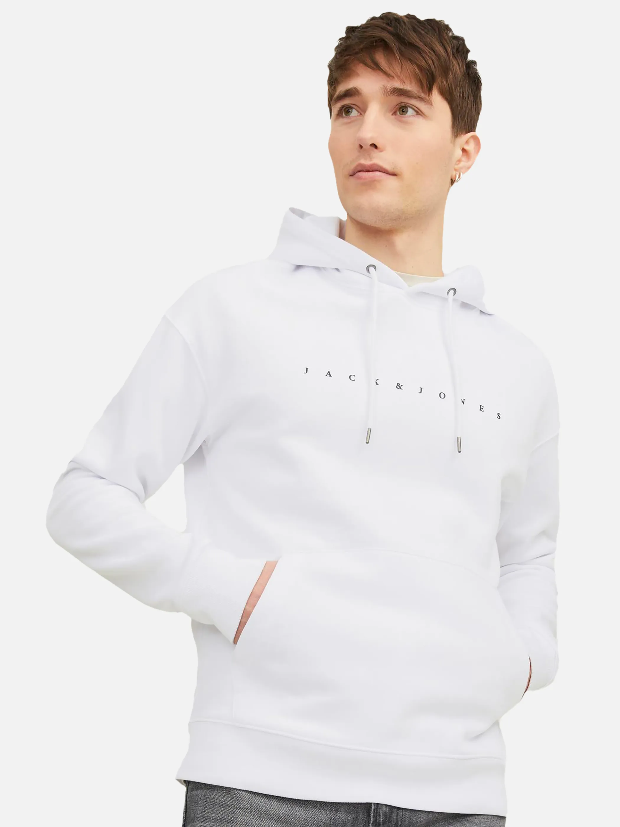 Jack Jones 12233972 JJESTAR JJ SWEAT HOOD Weiß 878876 178074 5