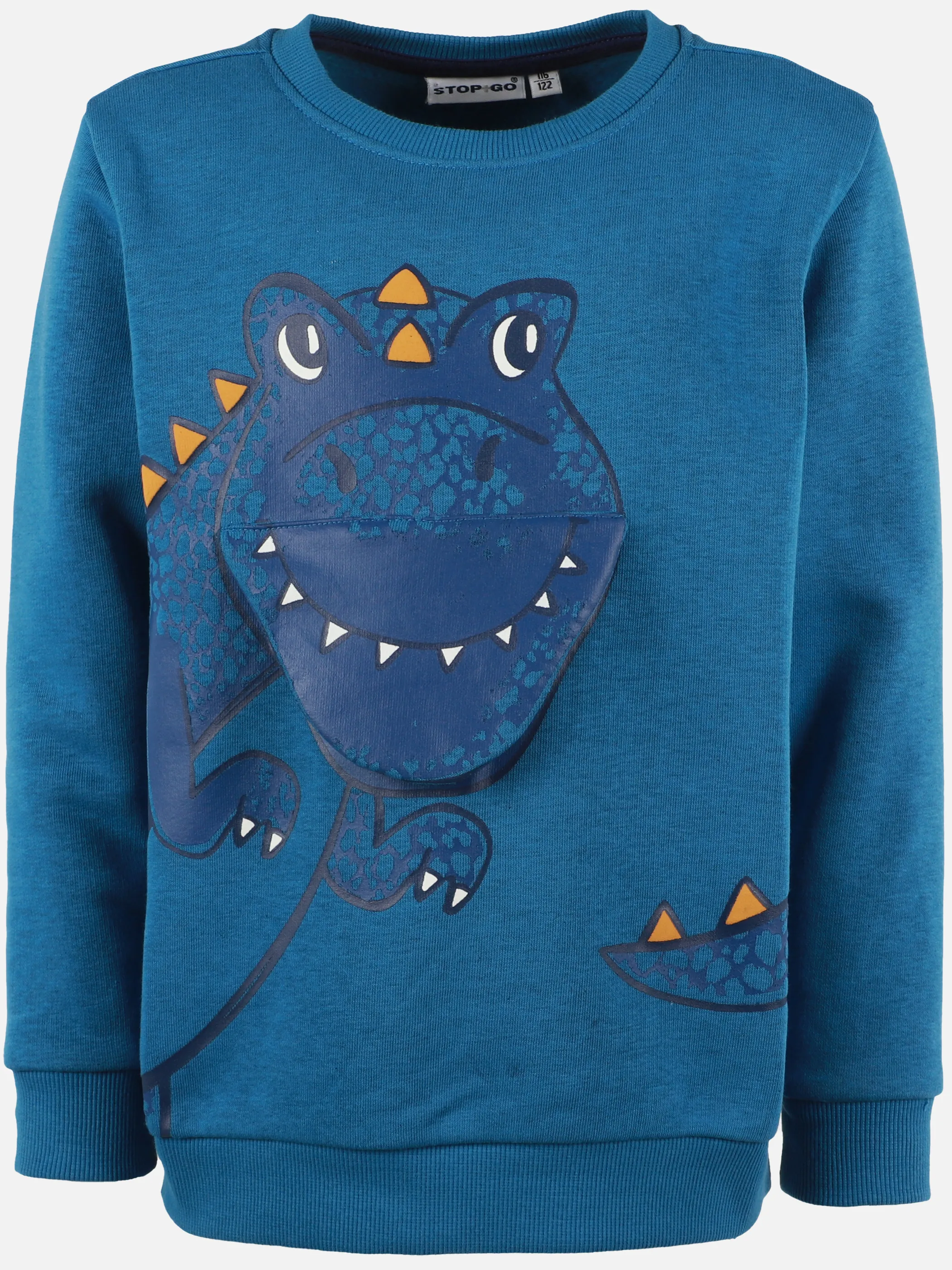 Stop + Go KJ Sweatshirt mit Dinoprint und loose Application Blau 898732 BLAU 1 Stop + Go KJ Sweatshirt mit Dinoprint und loose Application Blau 898732 BLAU 1