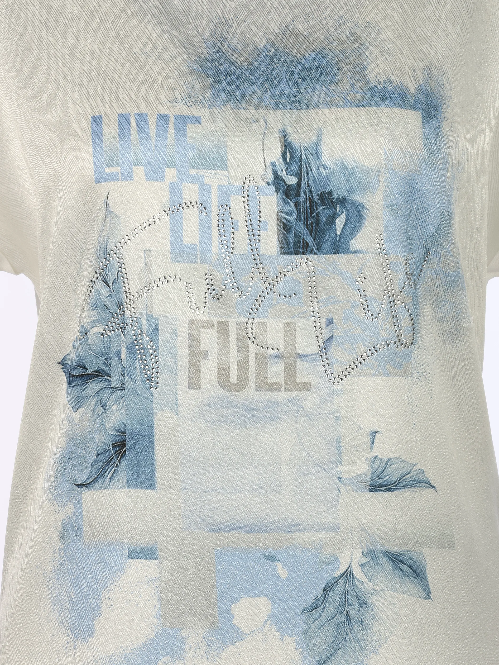 Lisa Tossa Da- Materialmix T-Shirt m. Print Blau 924186 BLAU 3